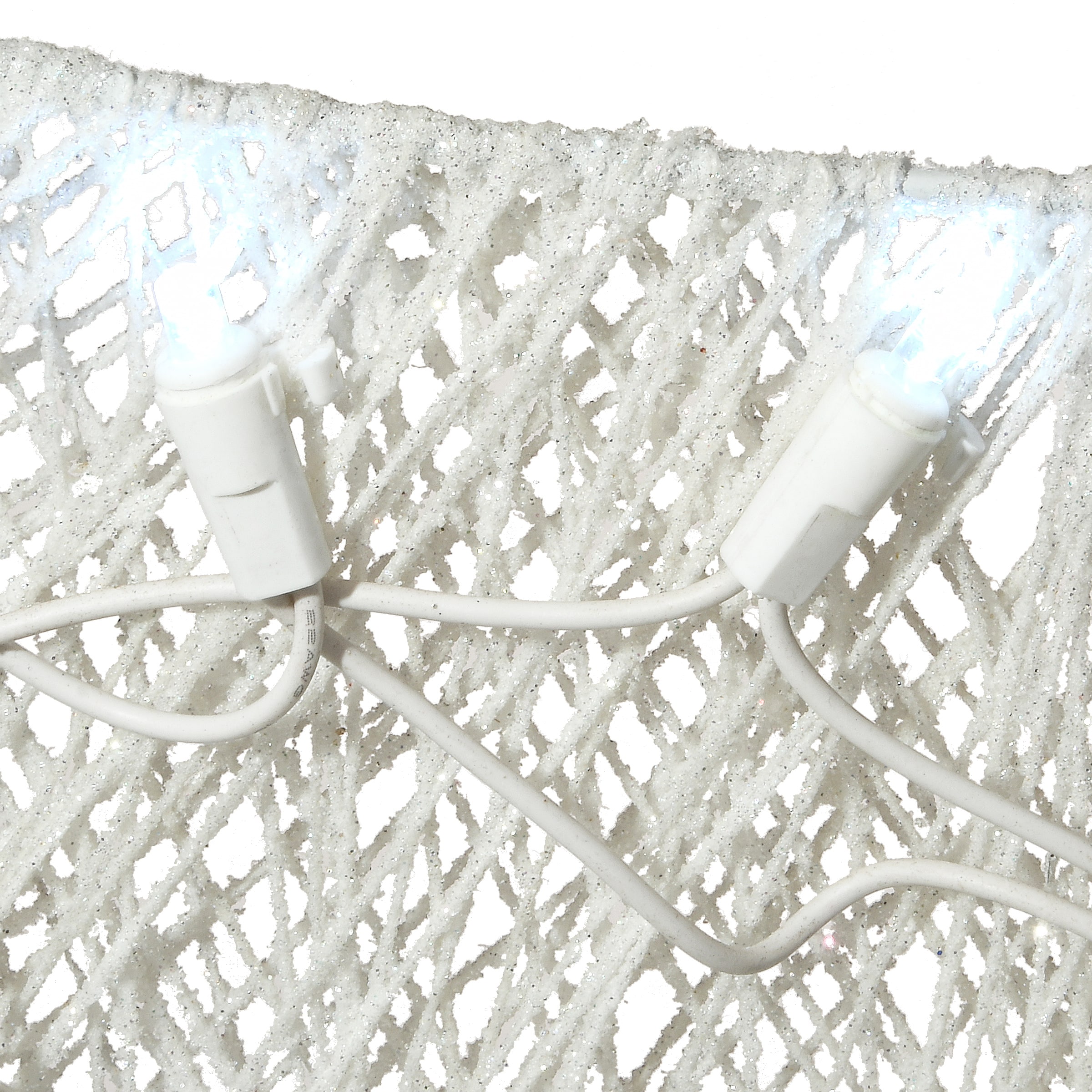 48" White Sisal Reindeer Pulling Sleigh with 140 Cool White LED Lights