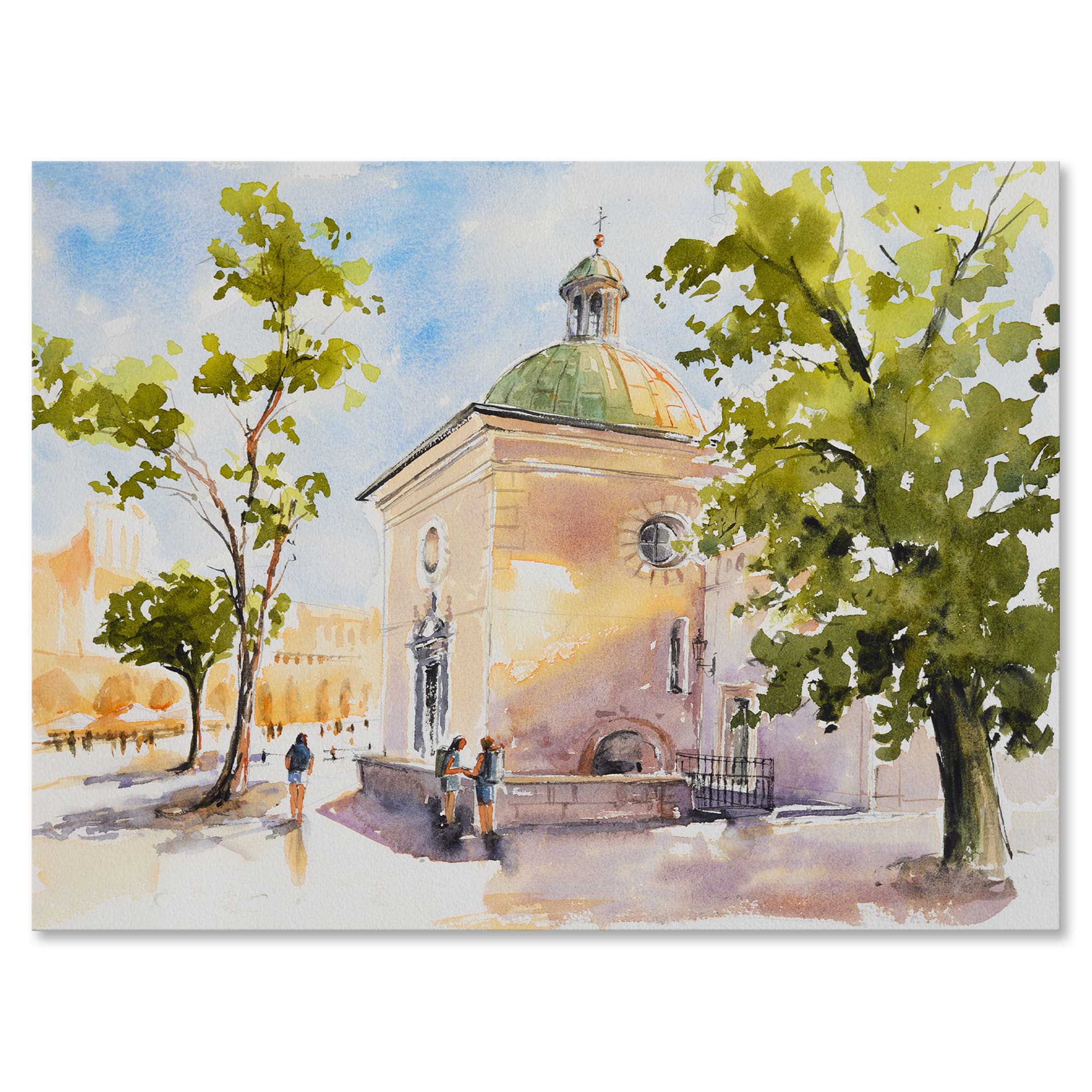 Designart - Rustic Church In The Village - Country Canvas Wall Art Print