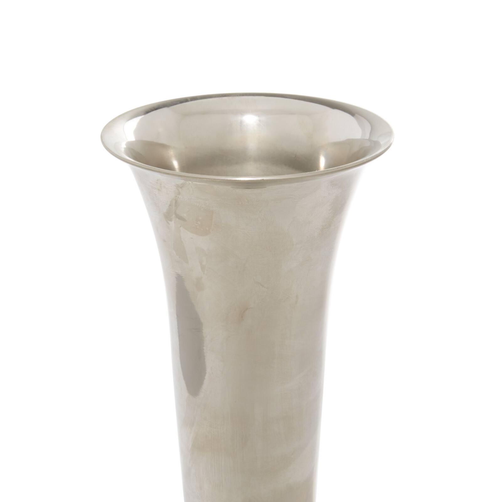 14" Silver Aluminum Traditional Vase
