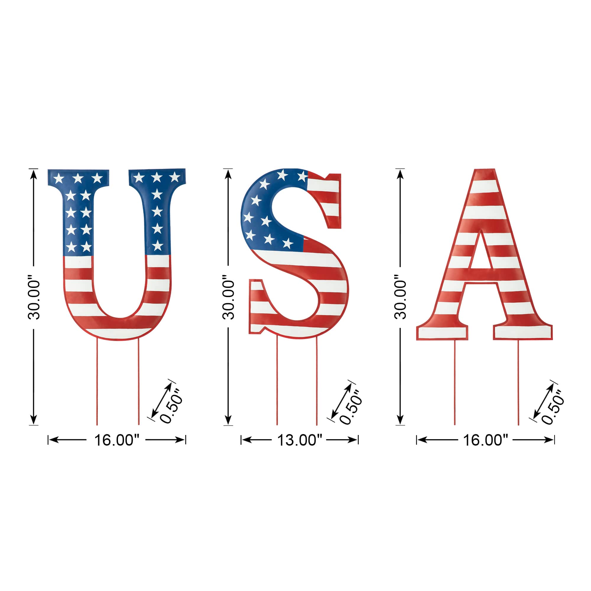 Glitzhome® 45" Patriotic America USA Yard Stake Set