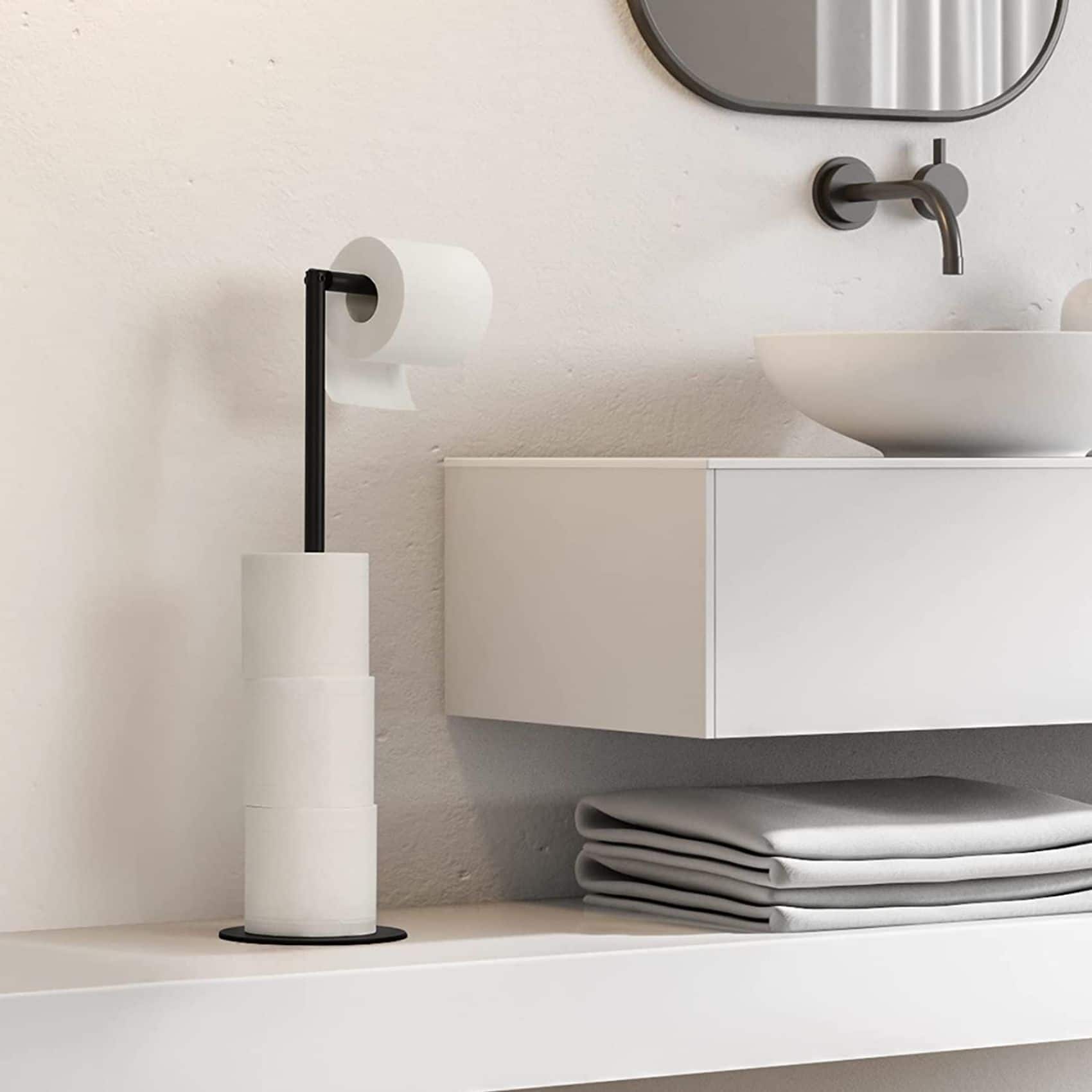 NEX™ 21" Black Freestanding Metal Toilet Paper Holder