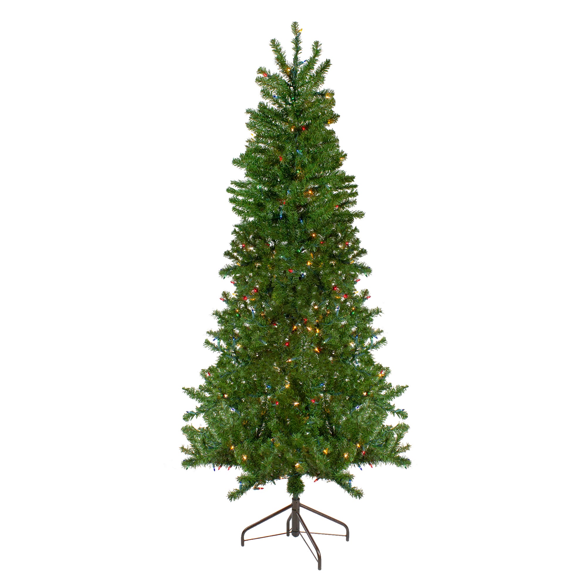7.5ft. Pre-Lit Canadian Pine Slim Artificial Christmas Wall Tree, Multicolor Lights