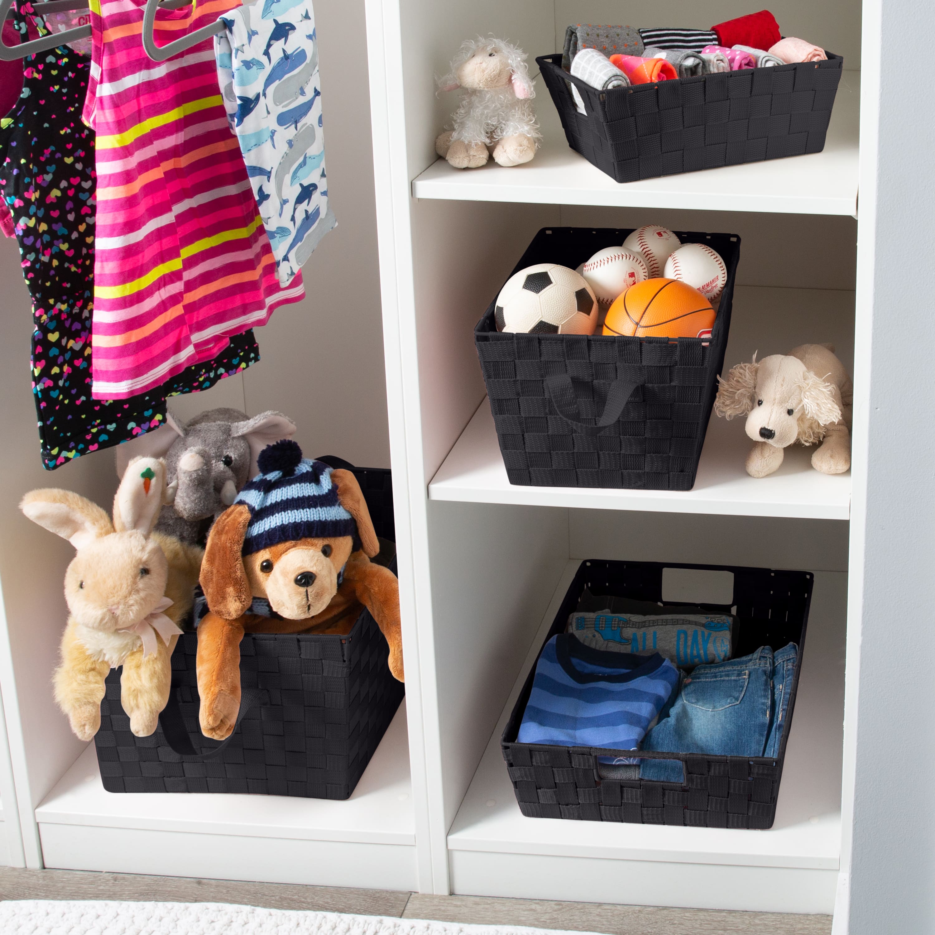 Simplify 10" Black Small Woven Storage Bin