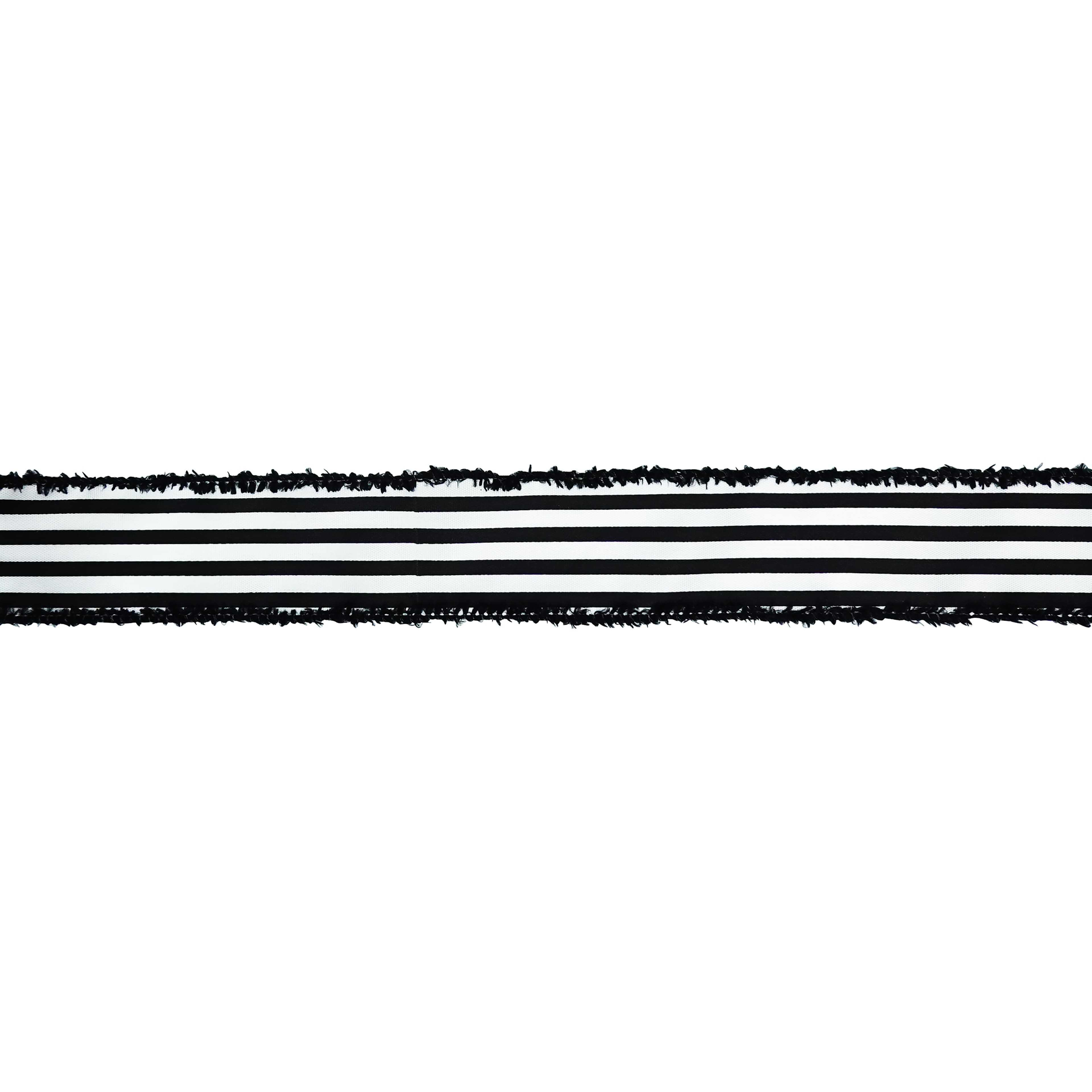 1.5" x 10yd. Black & White Stripes Fringe Wired Taffeta Ribbon by Celebrate It®