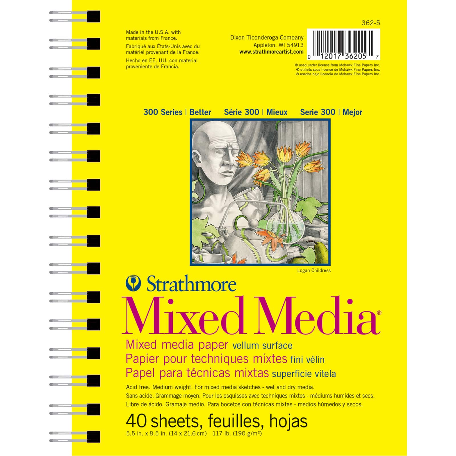 Strathmore Mixed Media Paper Pad, 300 Series, 40 Sheets, 5.5" x 8.5"