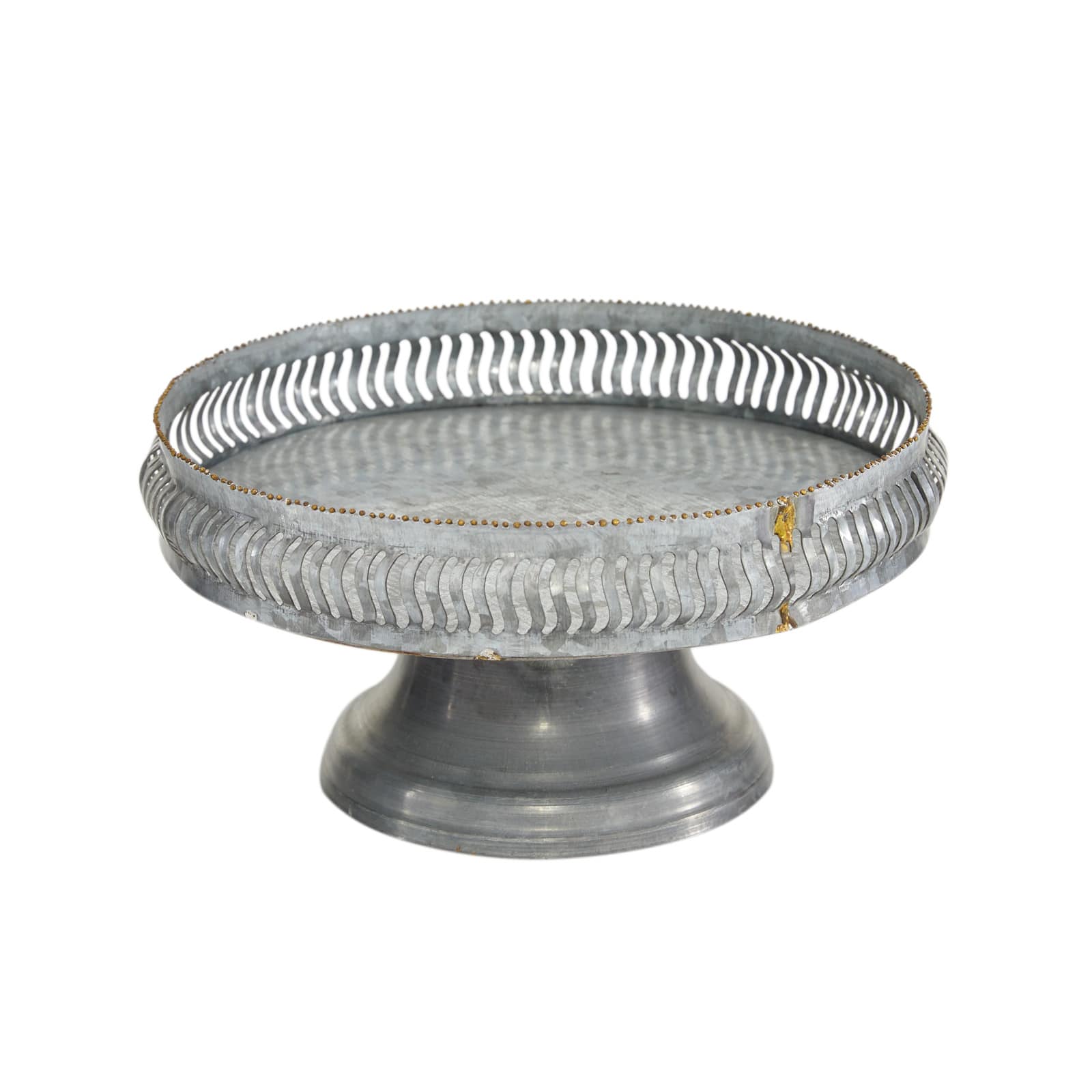 Set of 2 Grey Metal Farmhouse Cake Stand, 16", 12"