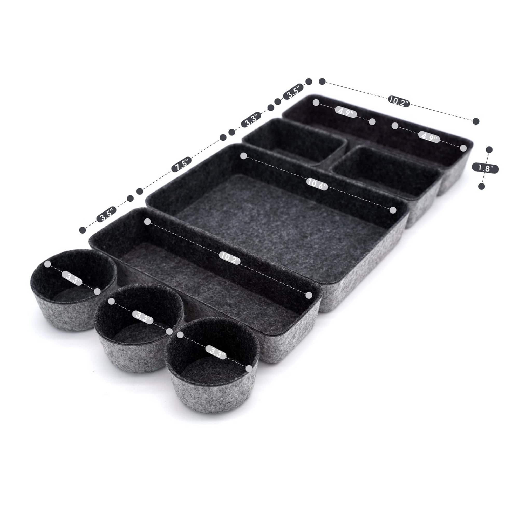 Welaxy 8 Piece Felt Round Cups & Trays Drawer Organizer Set