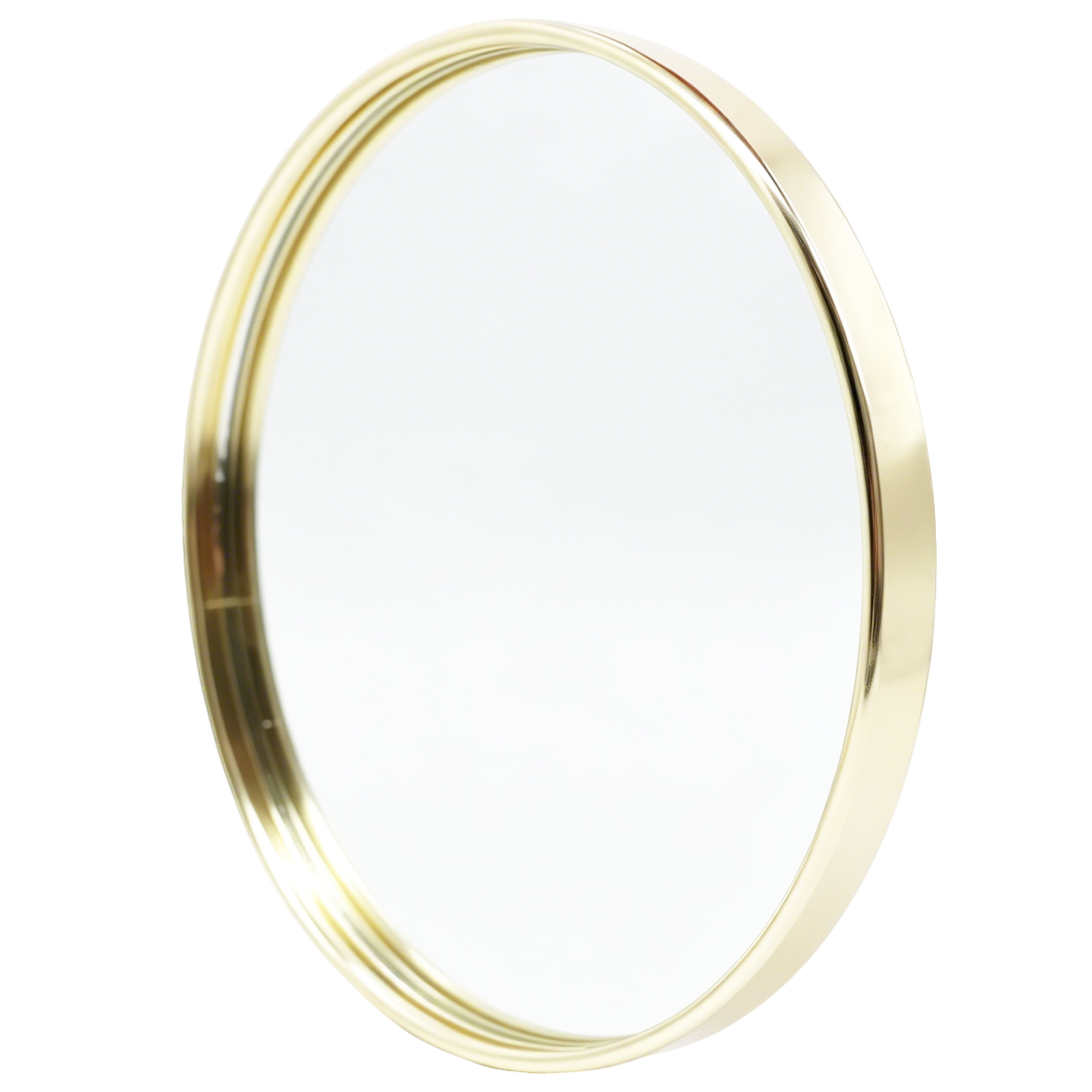 7.75" Circle Gold-Rimmed Mirror Jewelry Tray