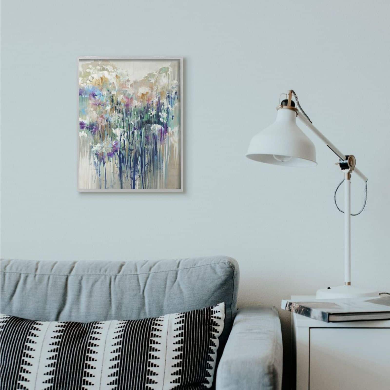 Stupell Industries Abstract Blue Purple Drip Gray Framed Wall Art