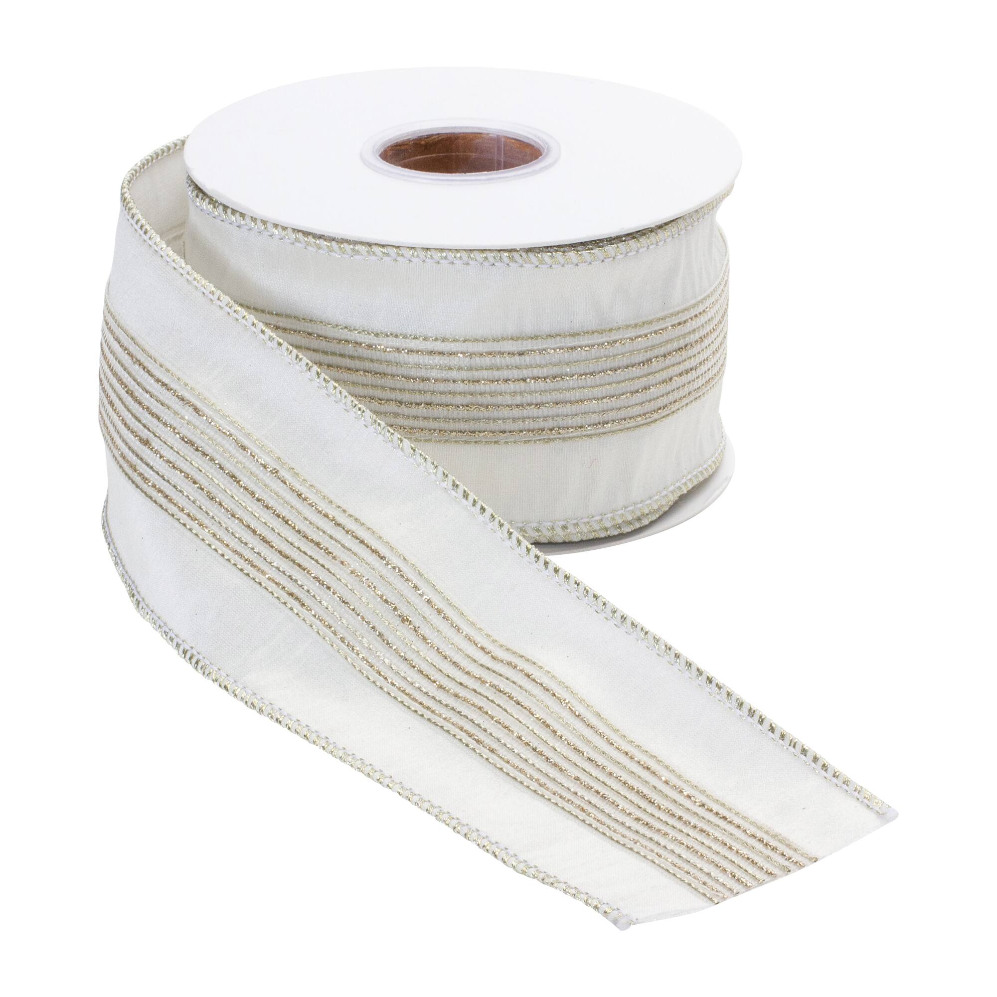 Melrose 2.5" x 10yd. Glitter Stripes Wired Holiday Ribbon