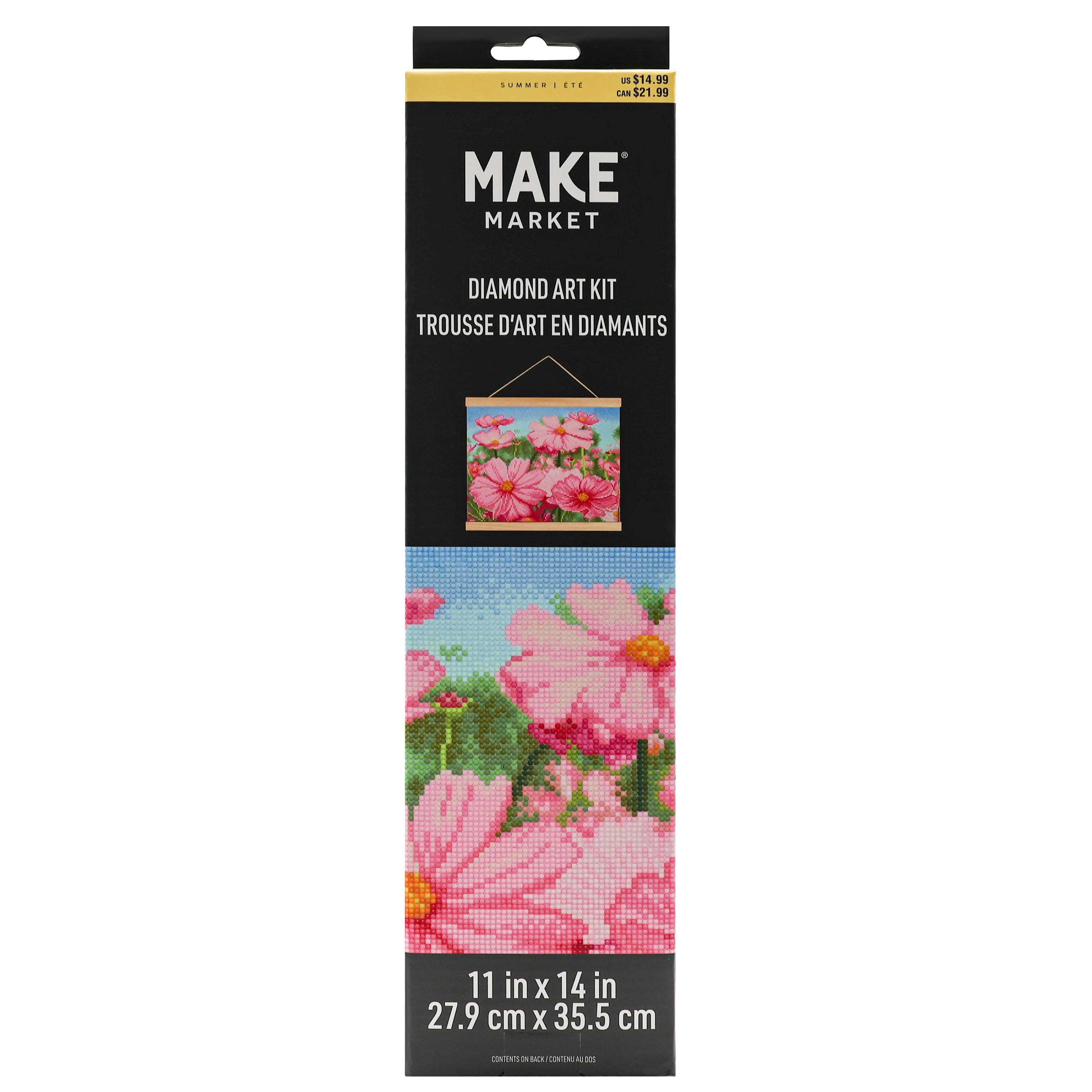11" x 14" Pink Flowers Diamond Art Kit by Make Market®