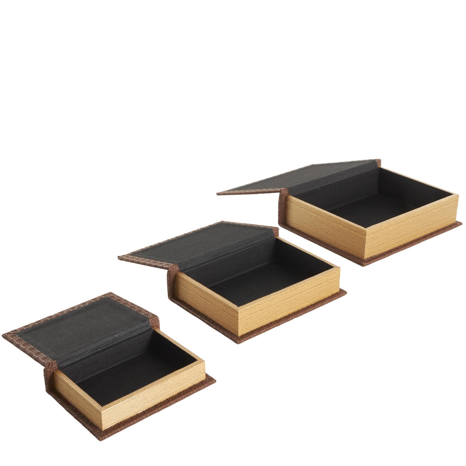 Faux Leather Geometric Woven Grid Book Storage Box Set