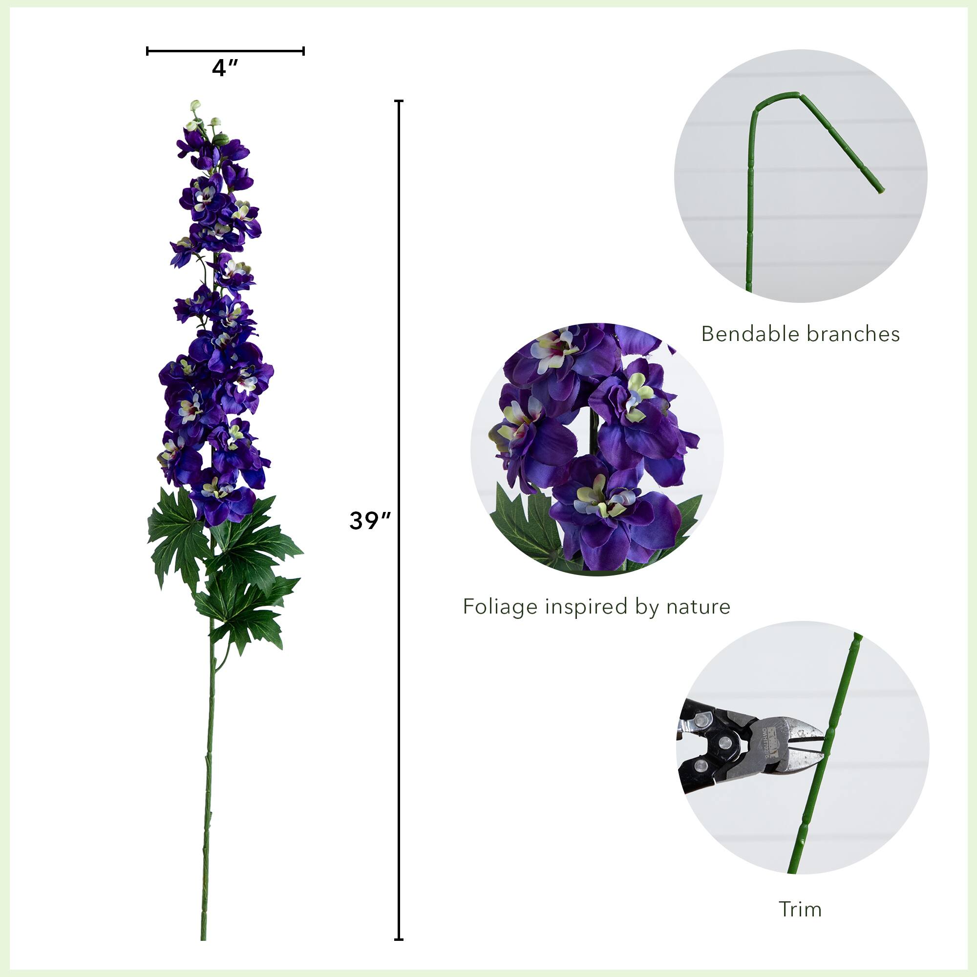 39" Delphinium Flower Stems