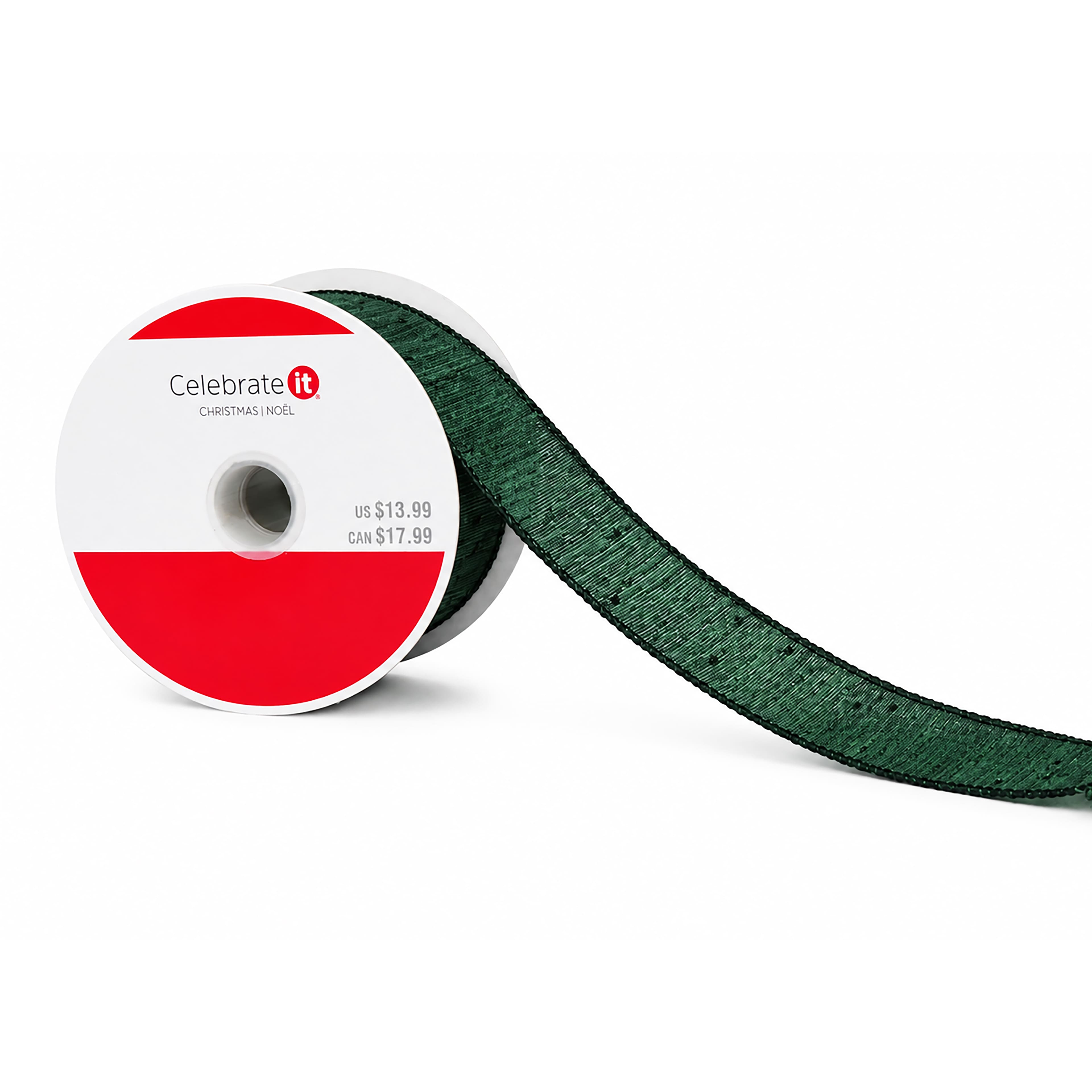 1.5" x 10yd. Green Wired Faux Linen Ribbon by Celebrate It®