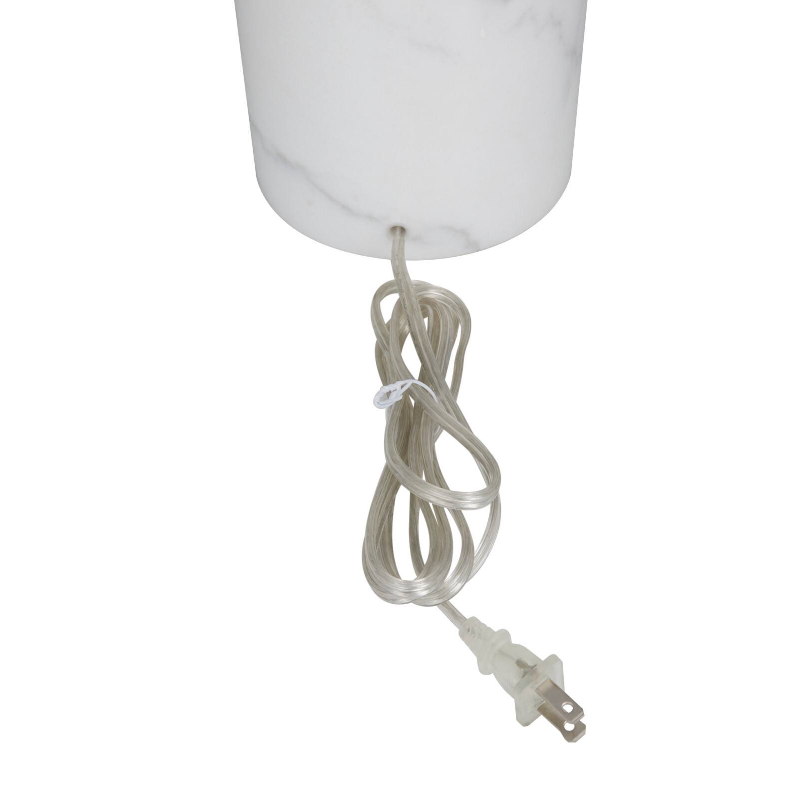 White Marble Thick Stand Table Lamp with Drum Shade 15" x 15" x 26"