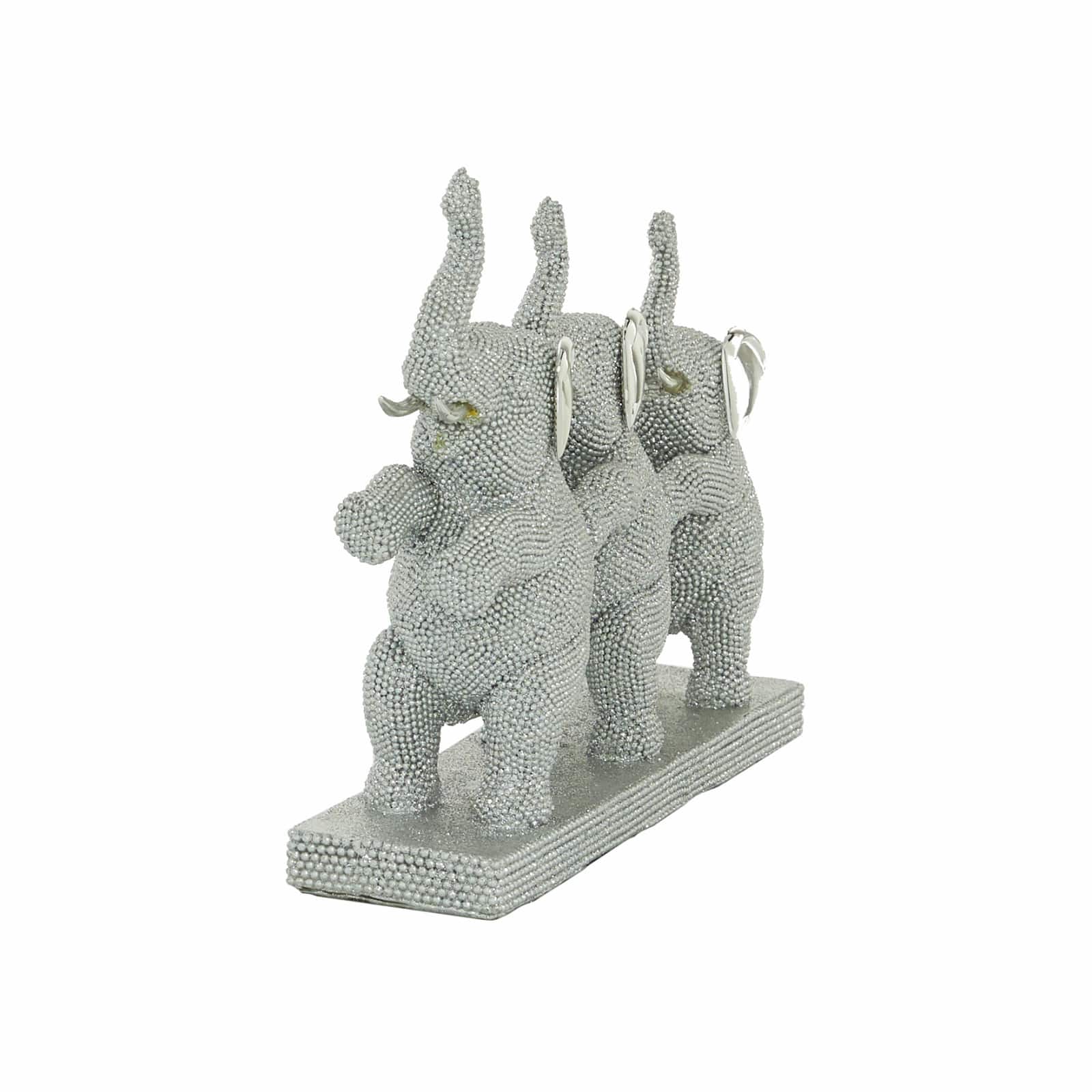 11" Silver Glam Elephants Sculpture