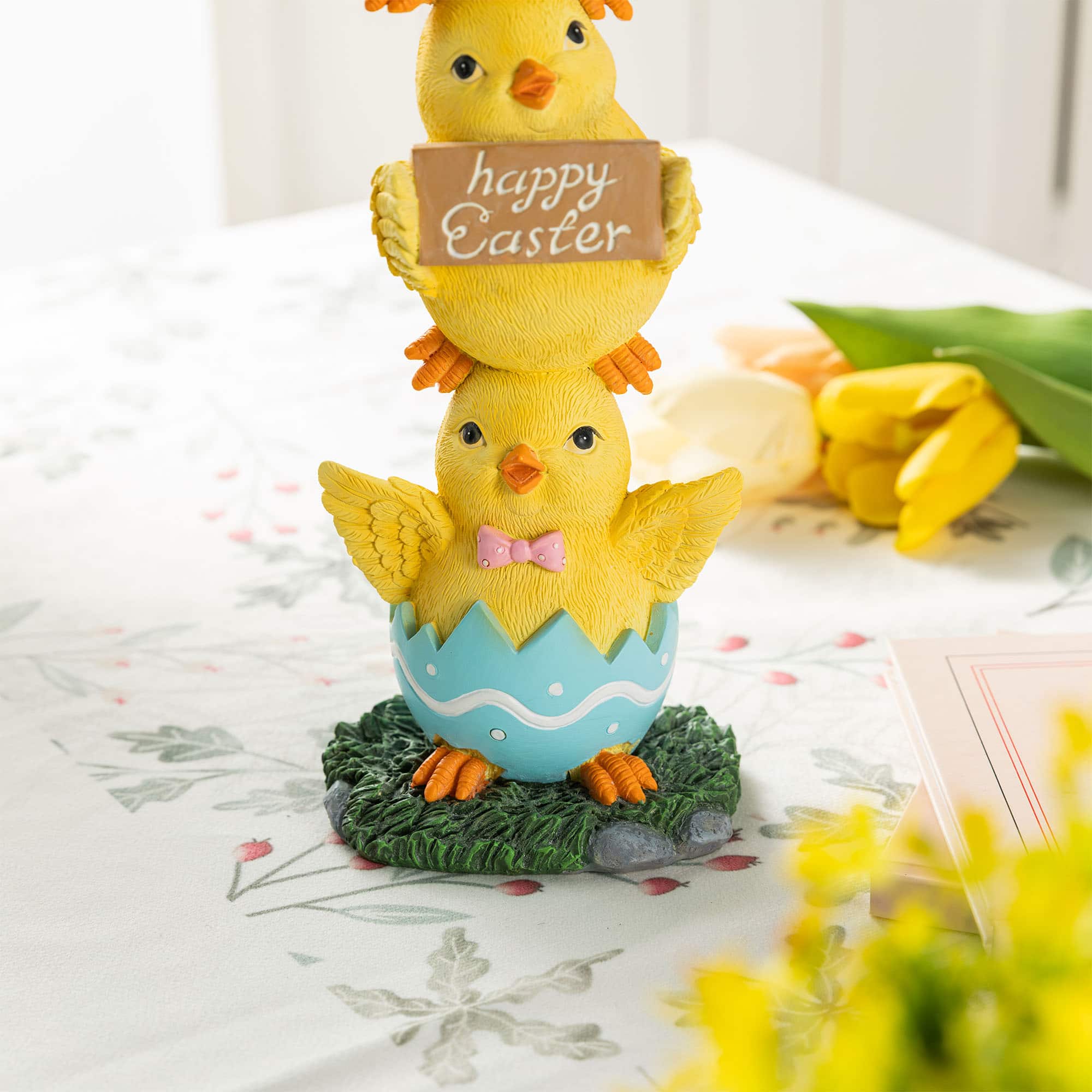 Glitzhome® 13.25" Easter Resin Stackable Chickens Table Decor