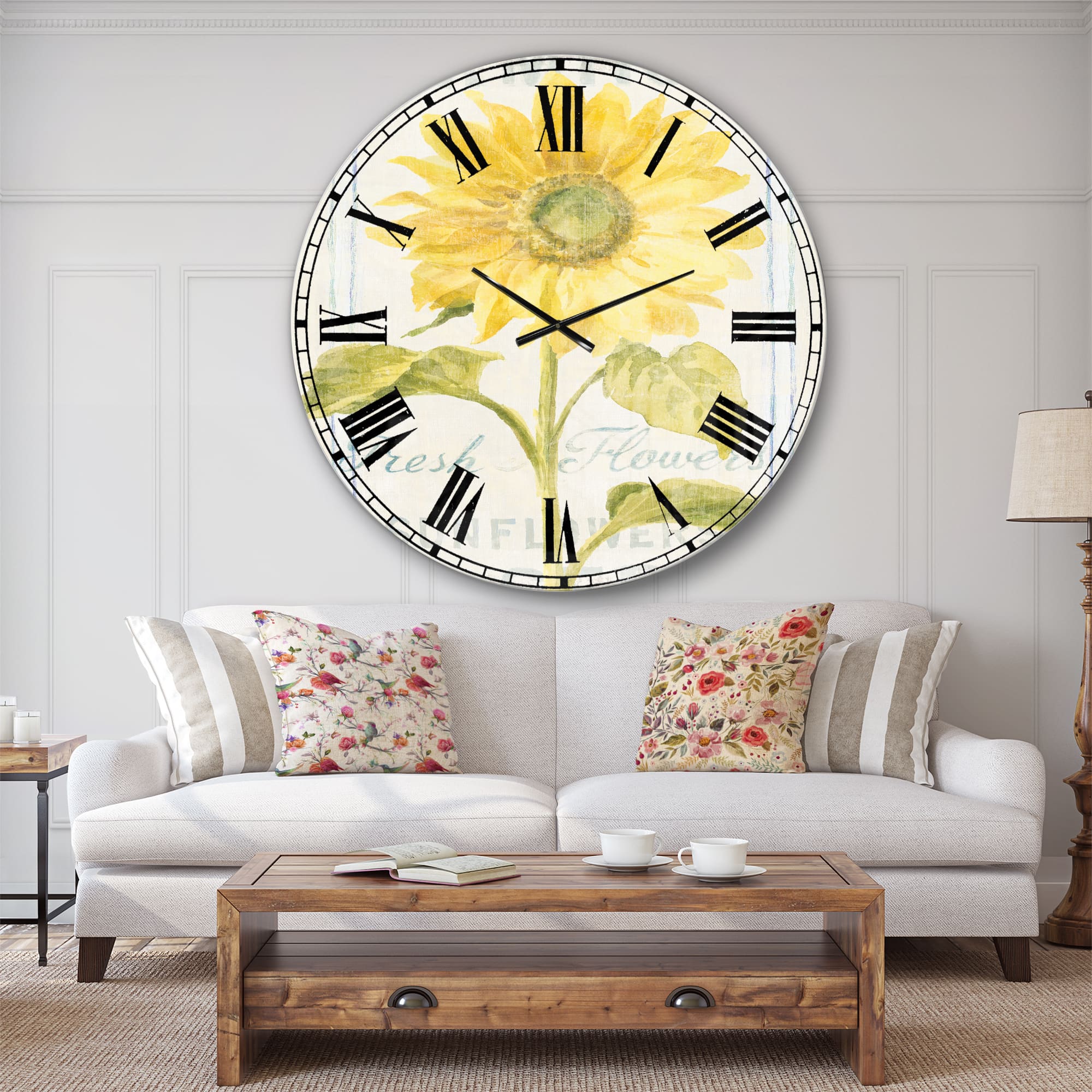 Designart 'Floursack Florals Ii Farmhouse Wall Clock