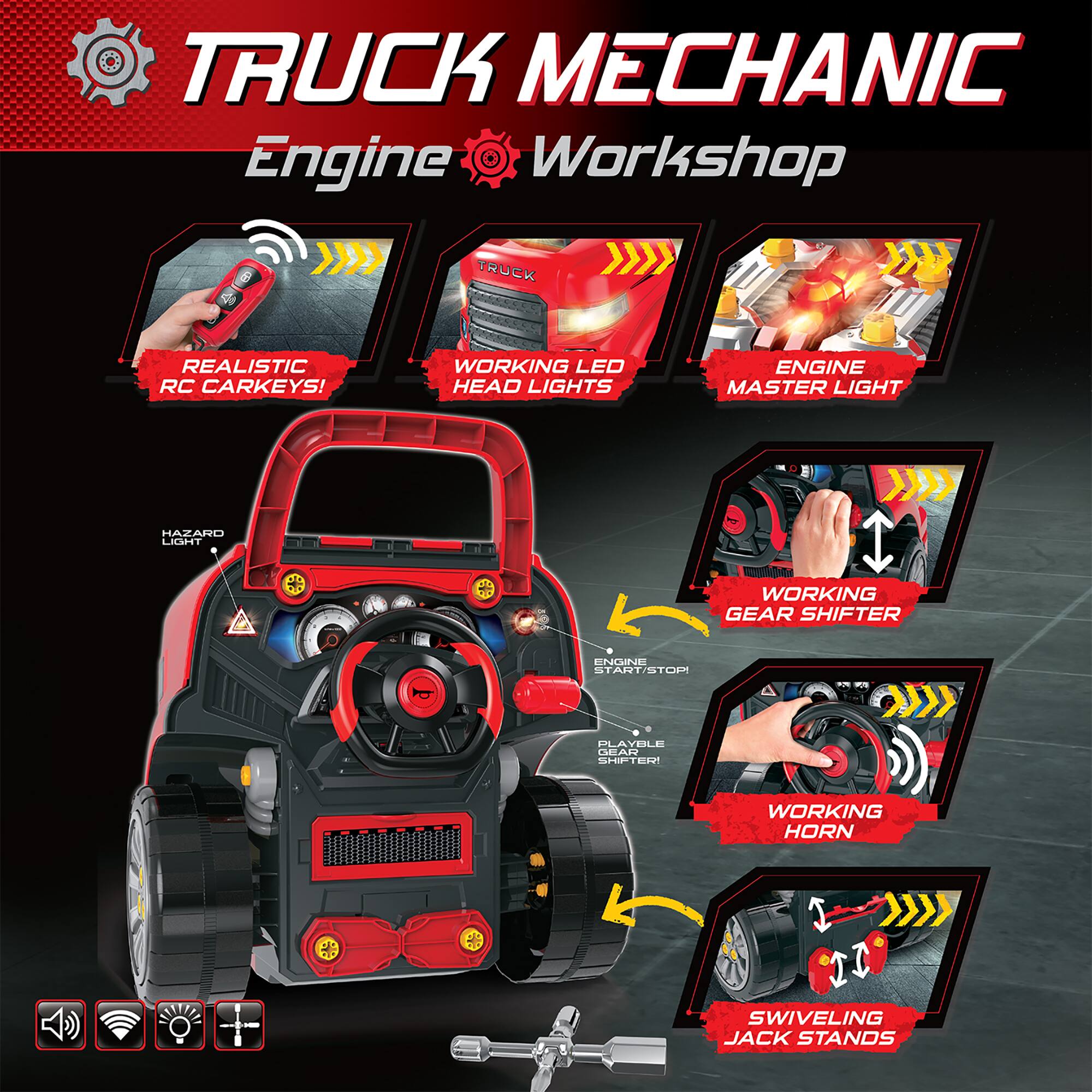 The Bubble Factory Red Truck Mechanic Engine Workshop