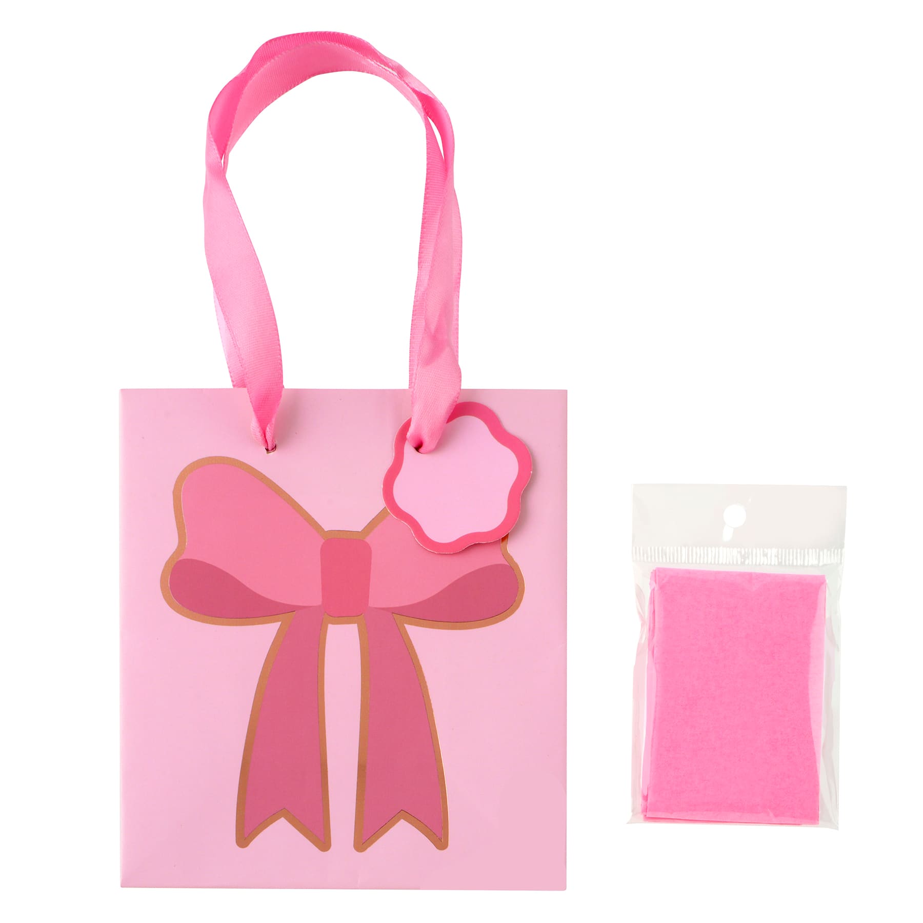 Mini Pink Bow Gift Bag with Tissue by Celebrate It™