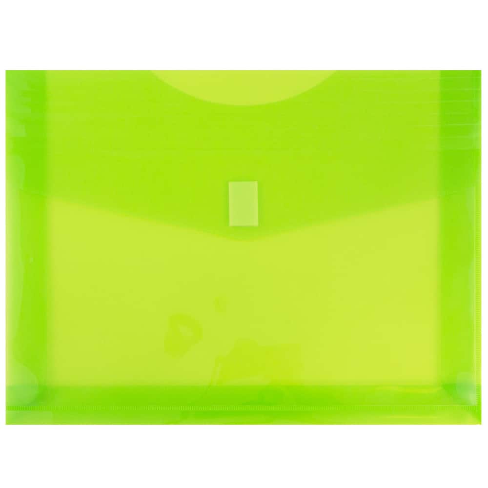 JAM Paper 9.75" x 13" Lime Green Plastic Hook & Loop Closure Envelopes, 12ct.