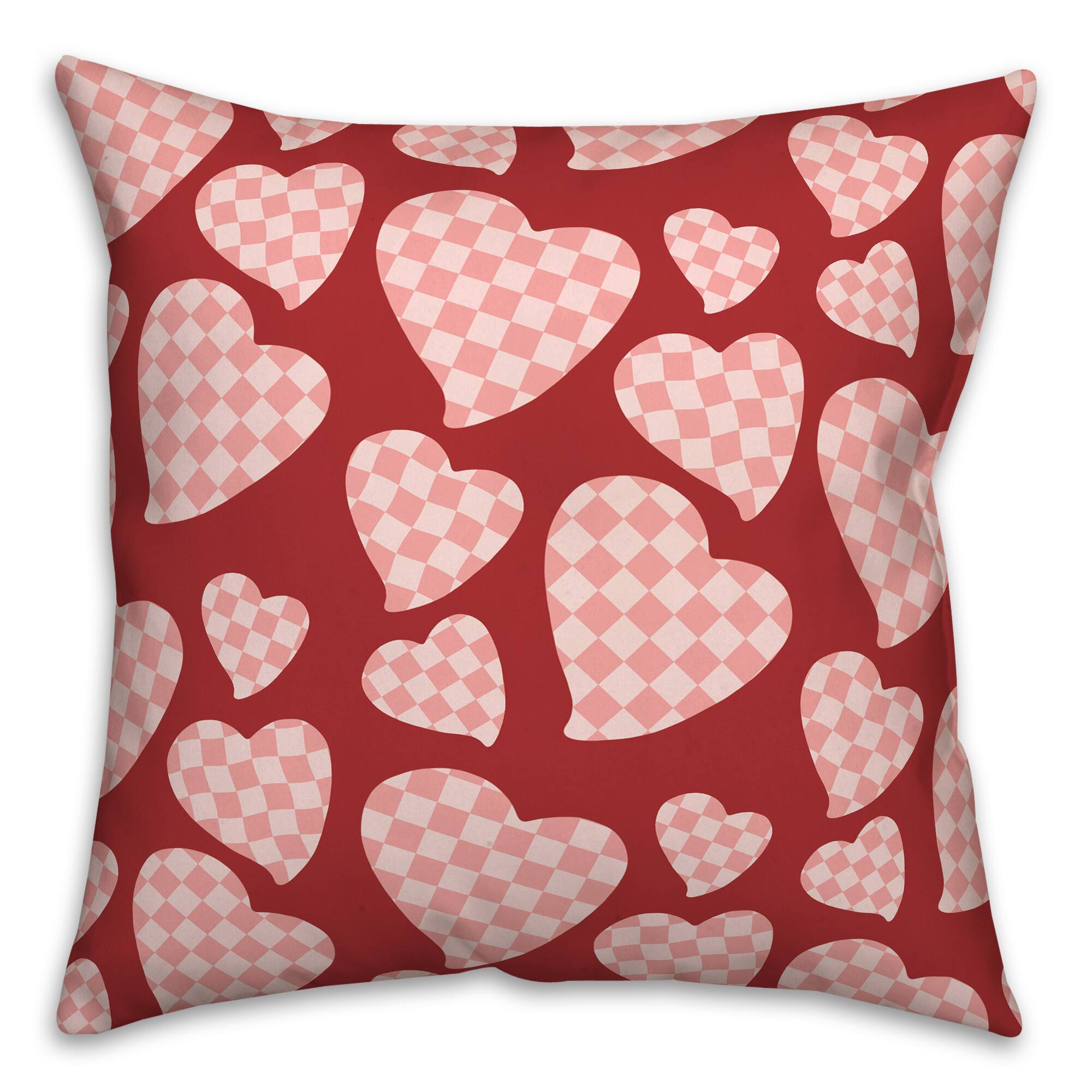 Buffalo Check Valentine's Day Heart Throw Pillow