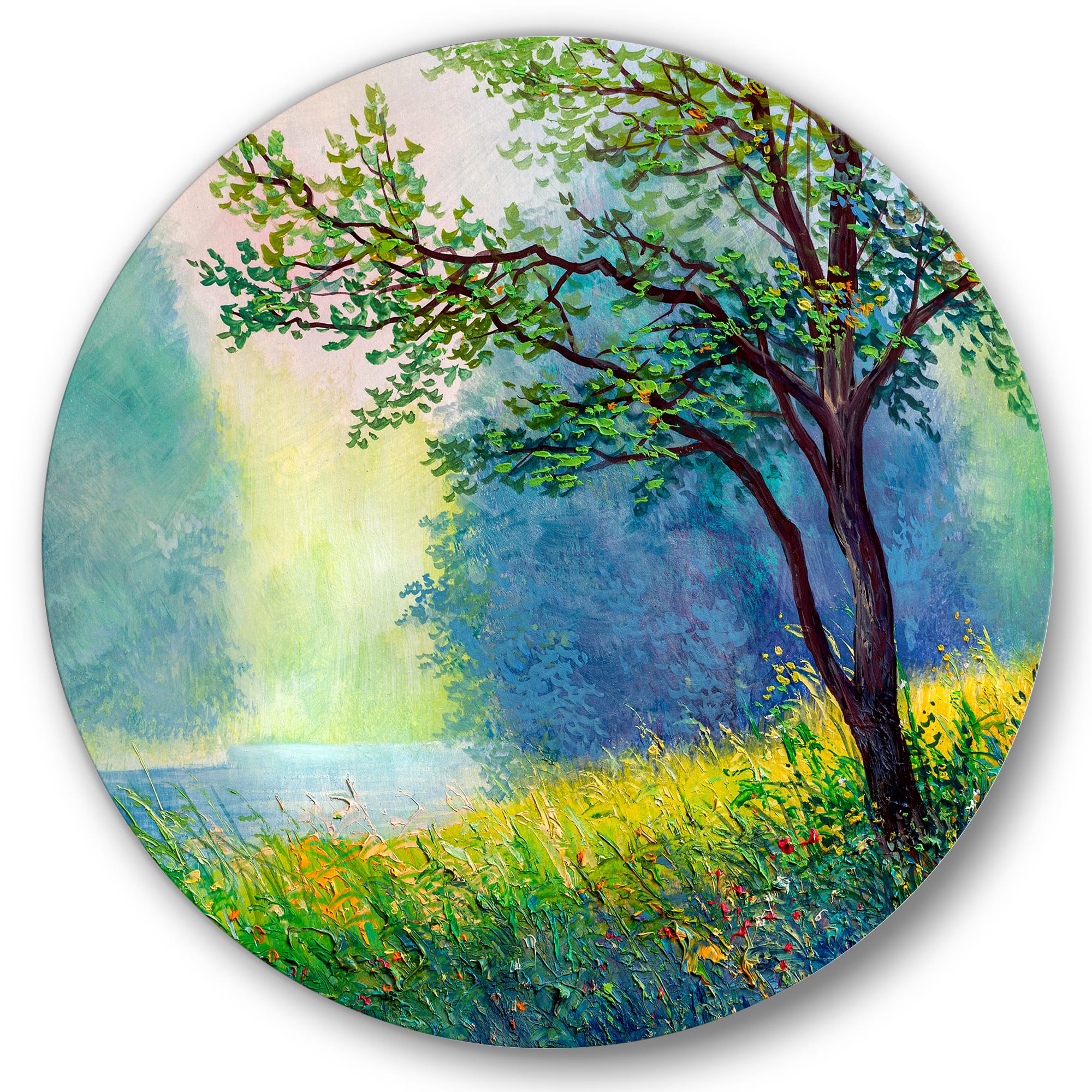 Designart - Summer Forest With River and Waterfall