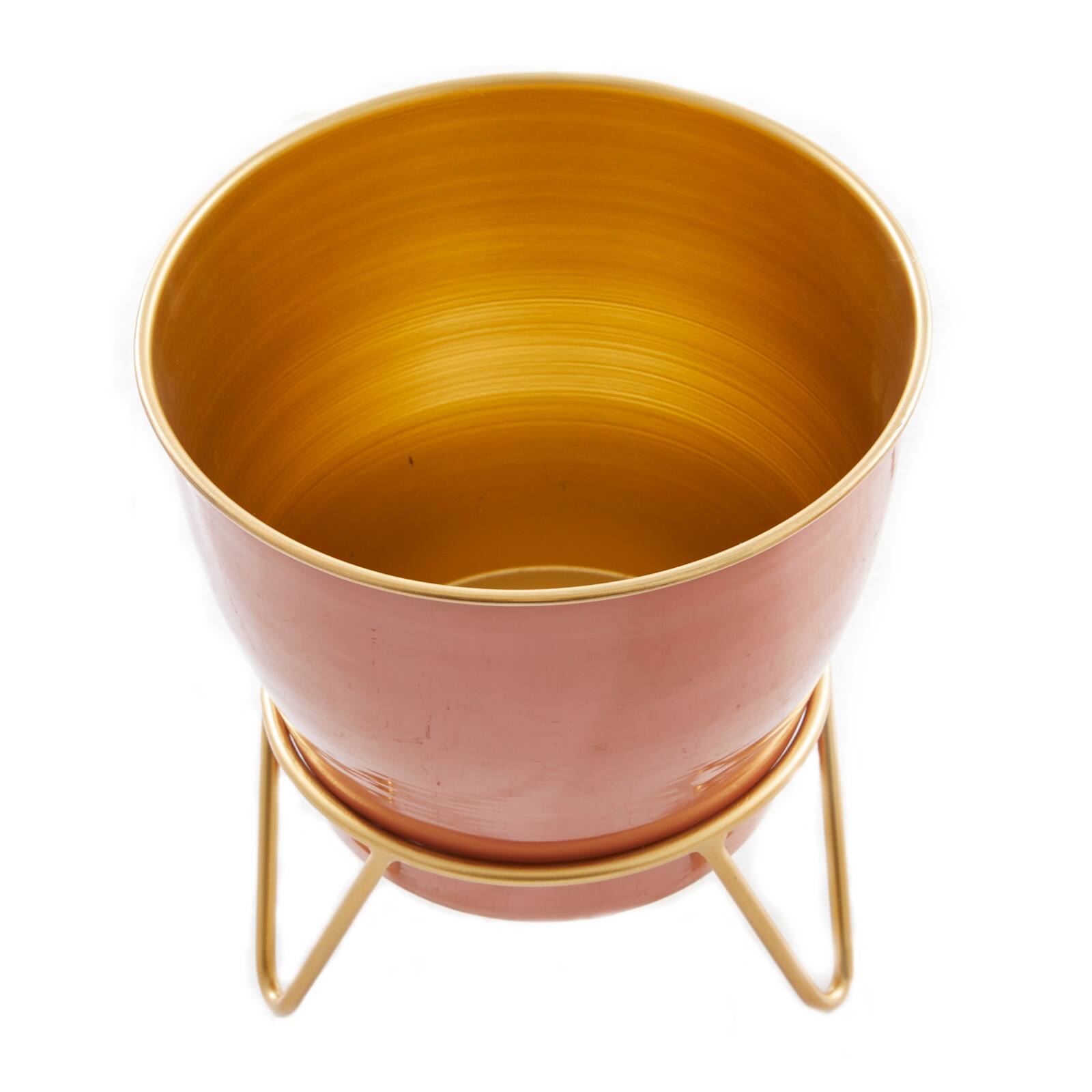 Set of 2 Pink Iron Modern Planter, 12" x 10" x 10"