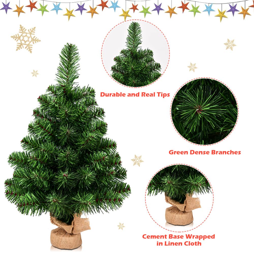 Costway 2ft. Unlit Artificial Christmas Tree in Burlap Base