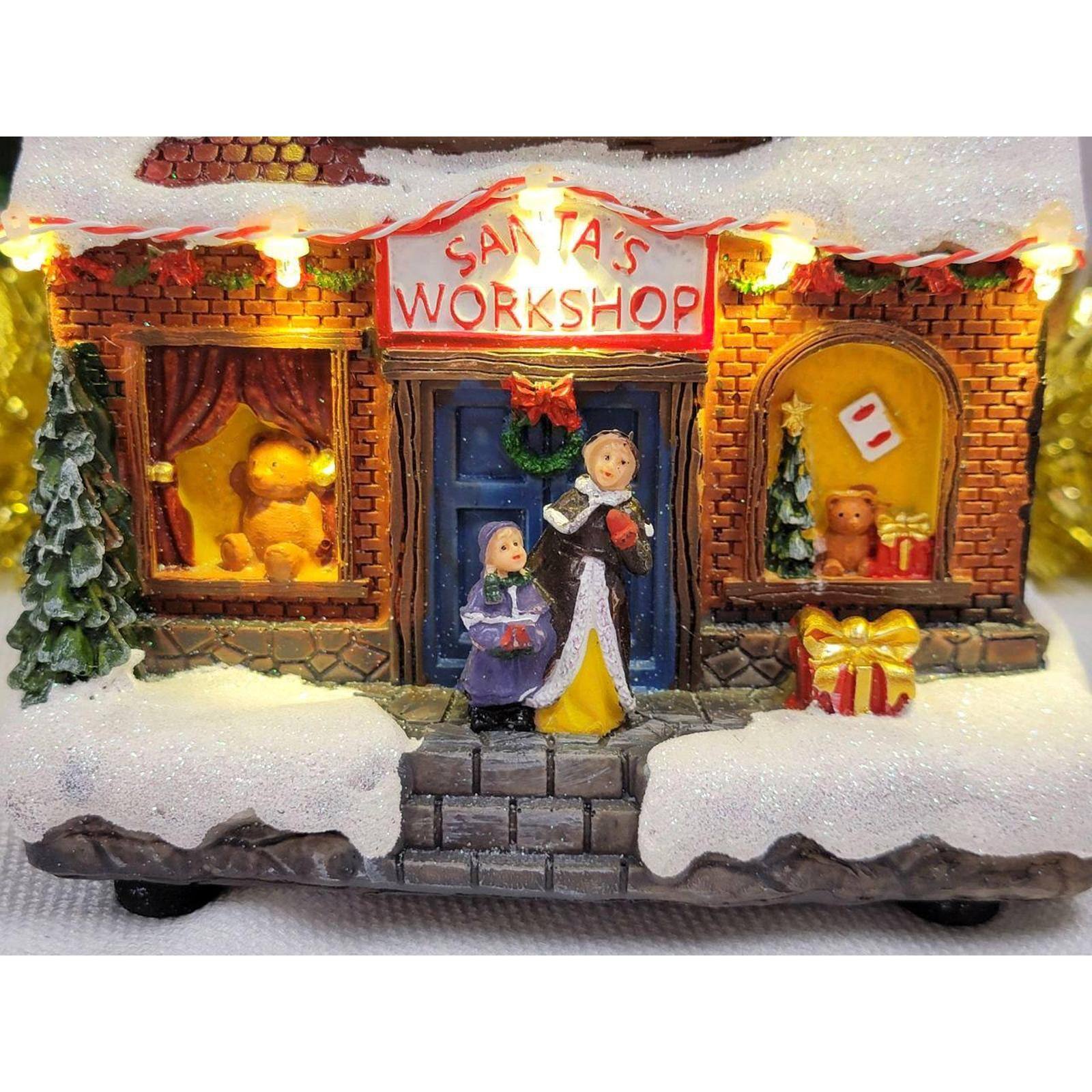 Wizardi 12" Christmas Village Santa's Workshop with LED Lights