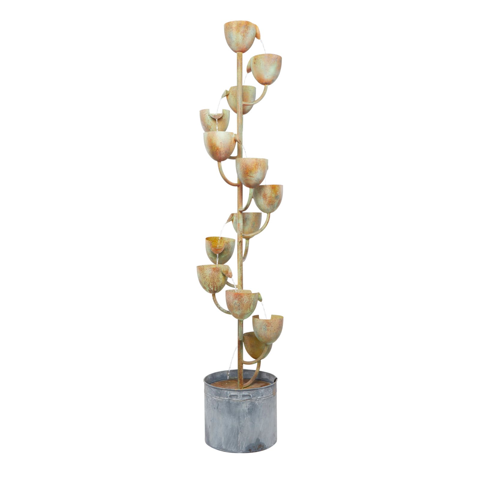 Copper Metal Rustic Fountain, 75" x 13" x 13"