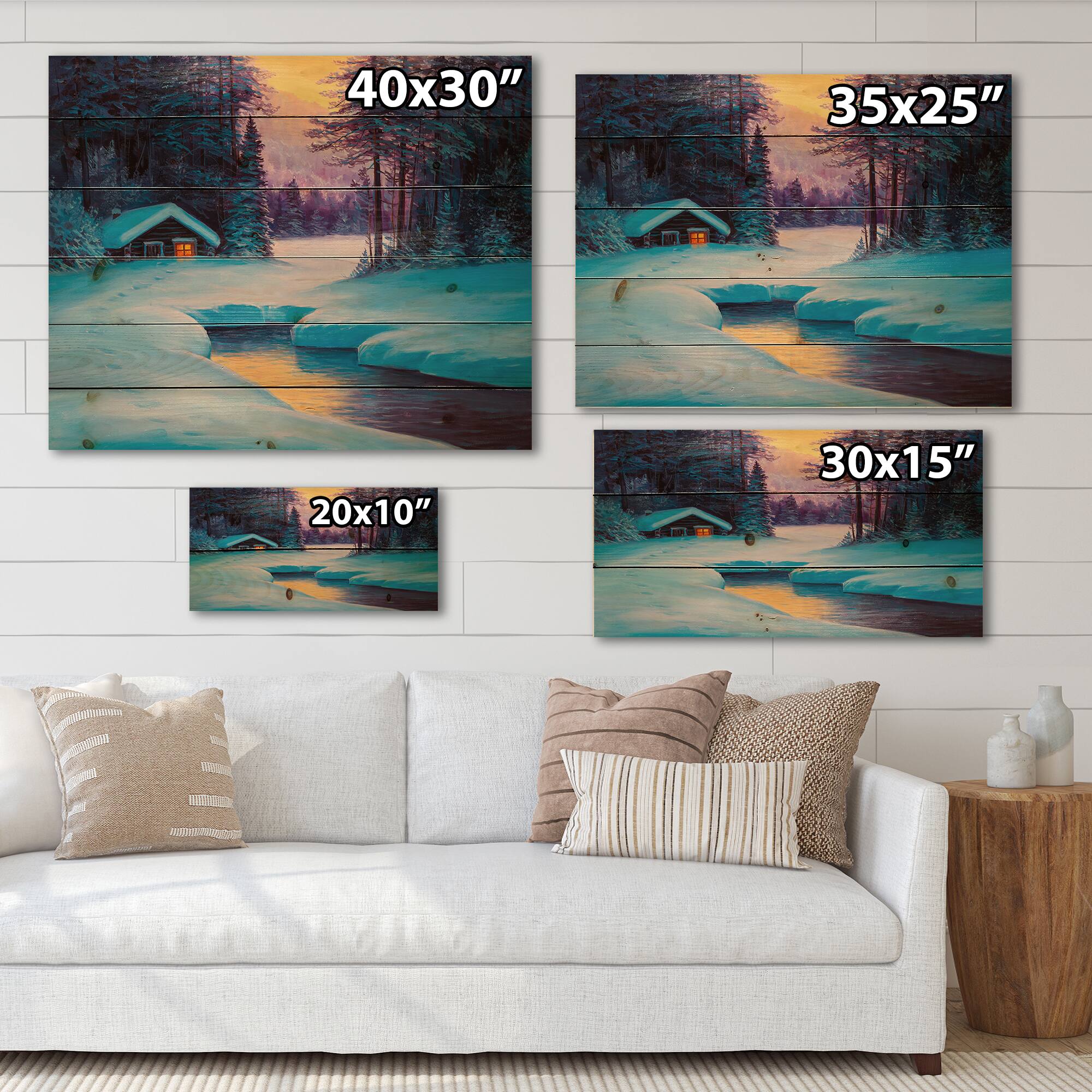 Designart - Old Cabin In Winter Forest II