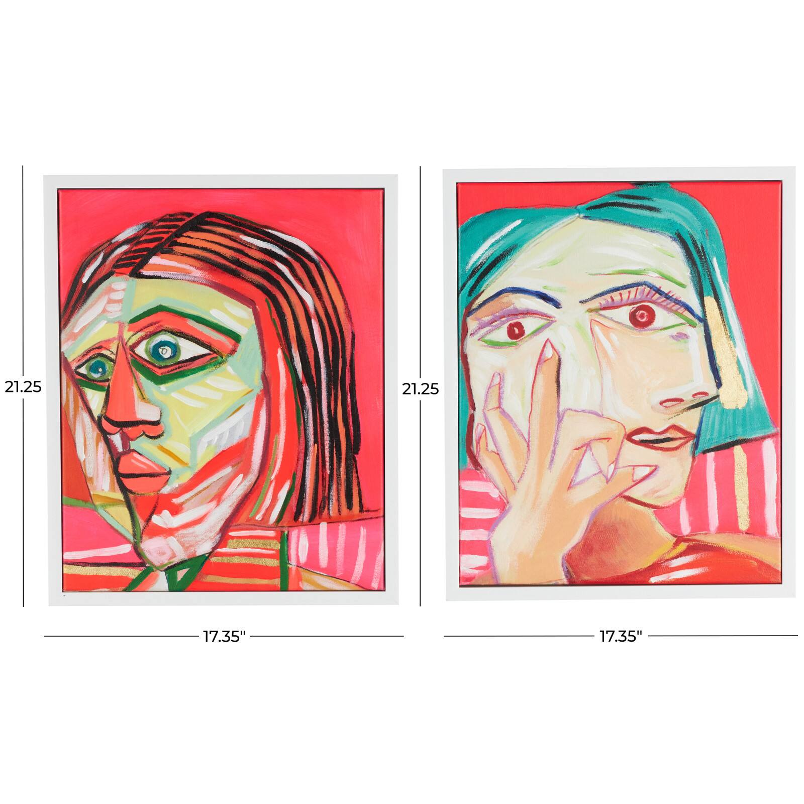 Pink Canvas Face Living Room Framed Wall Art Set