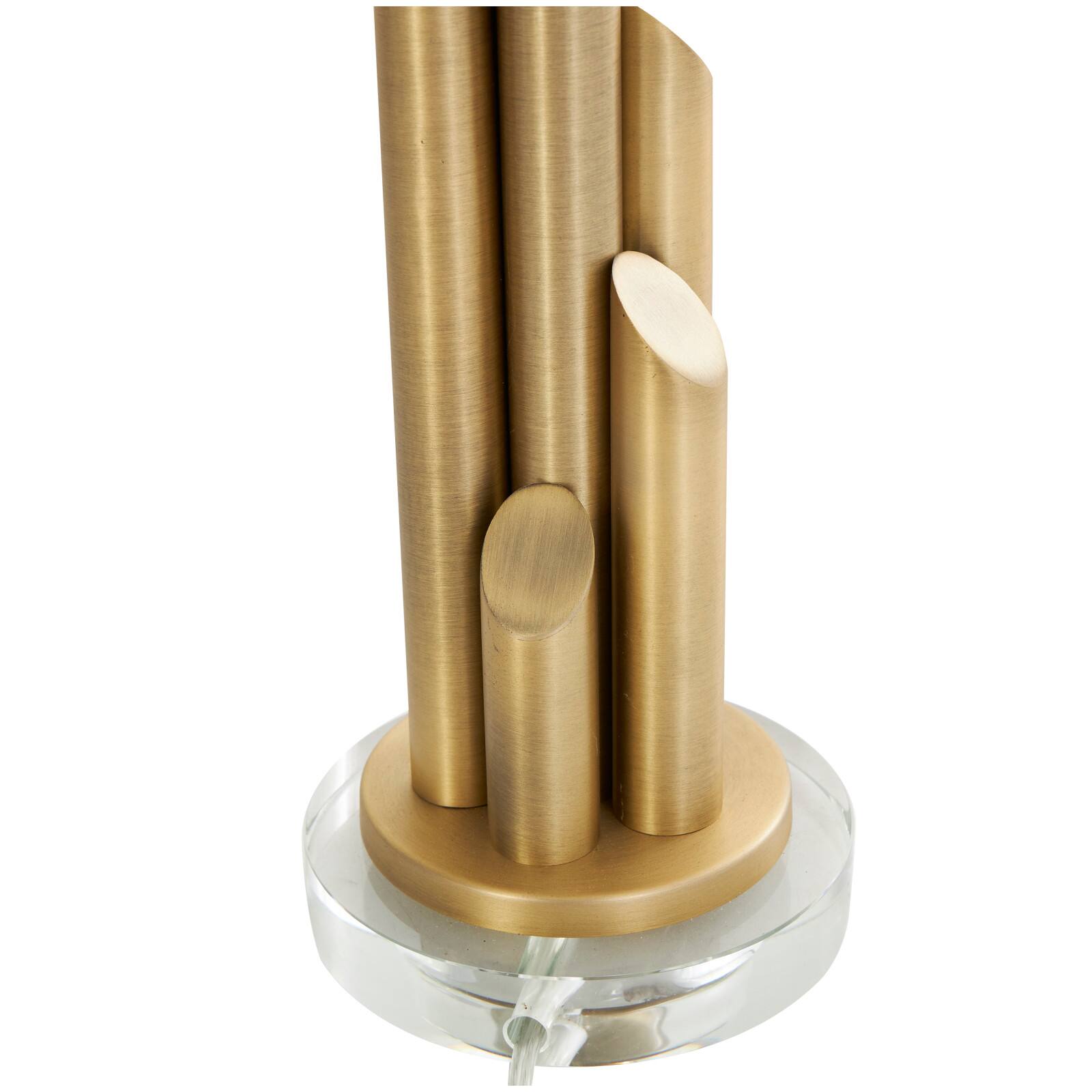 2ft. Gold Metal Abstract Tiered Pillar Accent Lamp with Glass Base