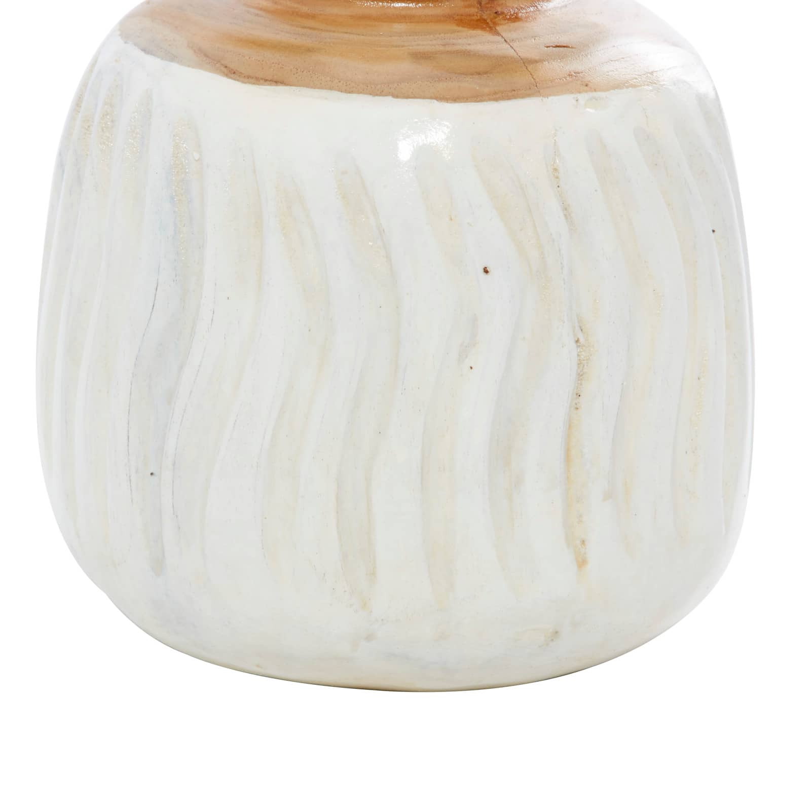 Set of 3 White Teak Wood Coastal Style Vase 6", 7"