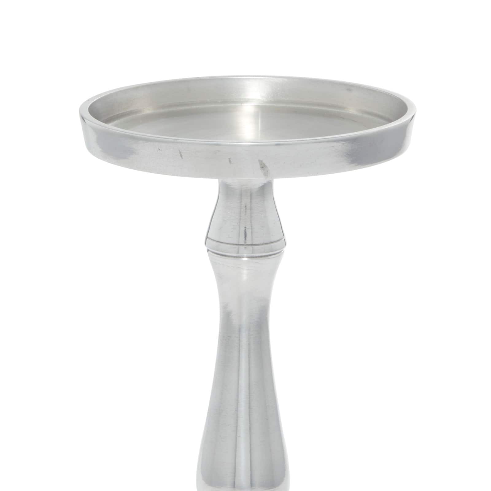 Silver Aluminum Traditional Candle Holder Set
