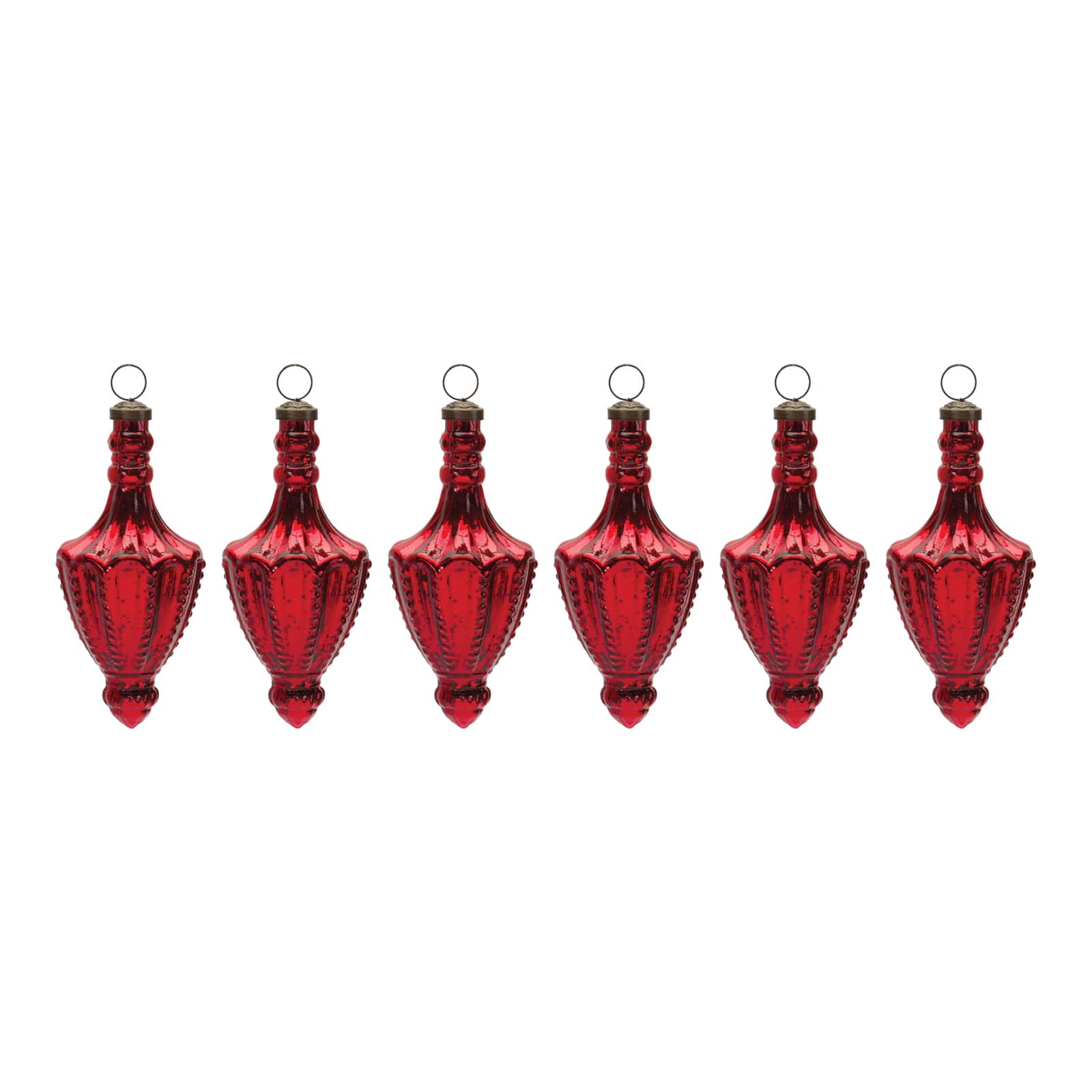 4ct. Red Mercury Glass Finial Drop Ornament