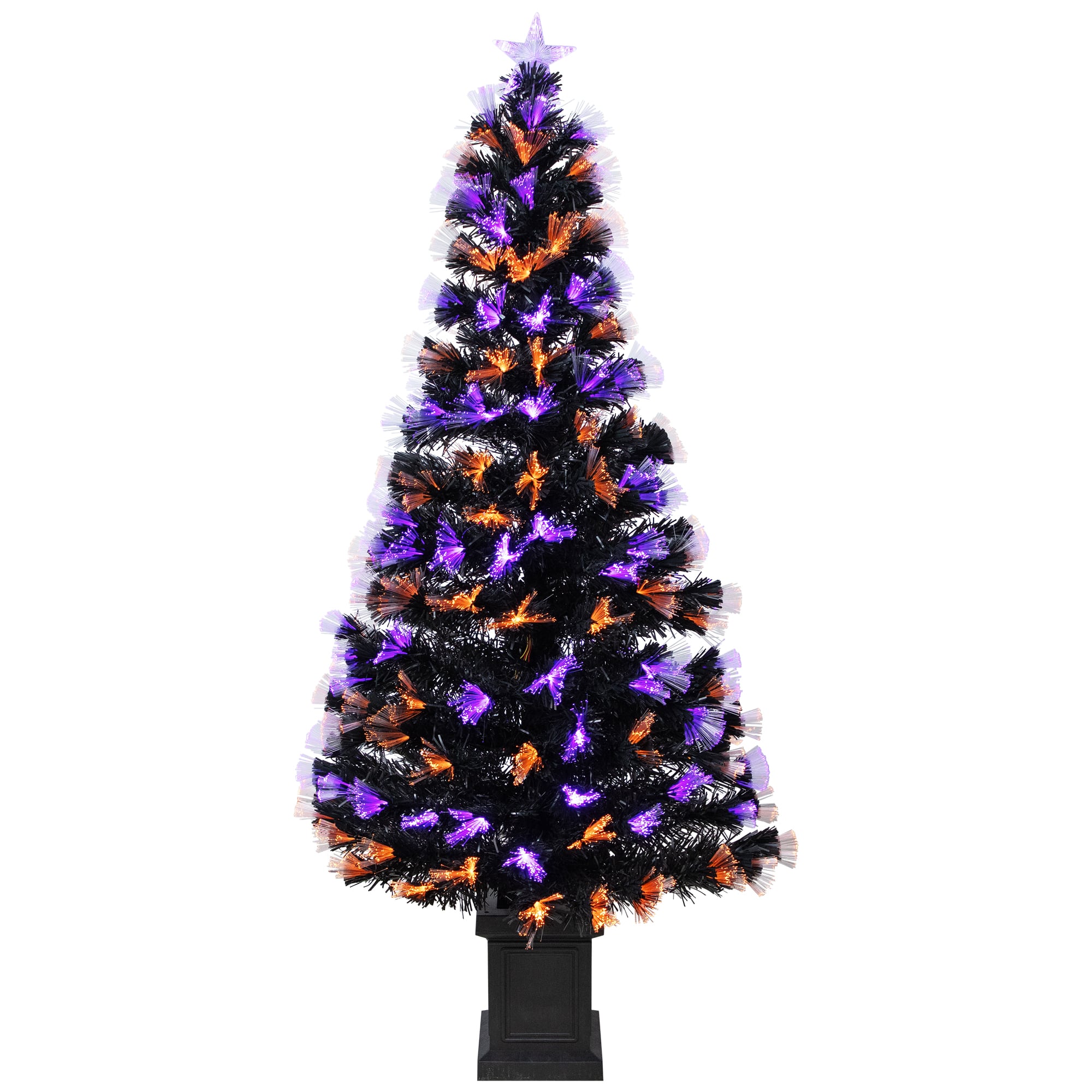 Northlight 5Ft Fiber Optic Orange & Purple LED Artificial Black Pine Halloween Potted Tree | 5 ft | Michaels®