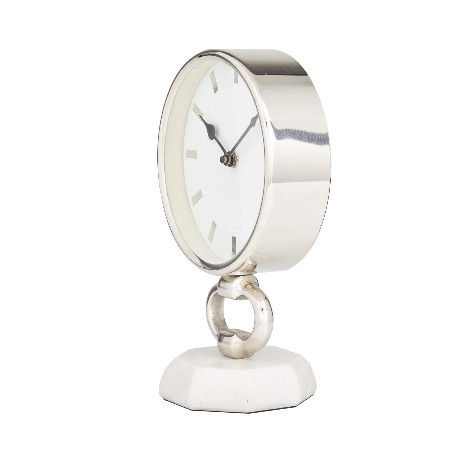 Silver Modern Abstract Clock, 6" x 4" x 10"