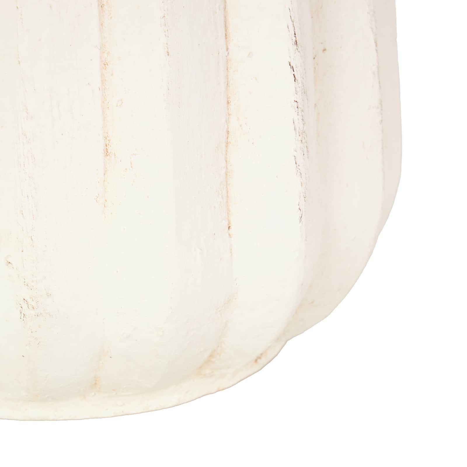 20" Cream Magnesium Oxide with Carved Grooves Vase