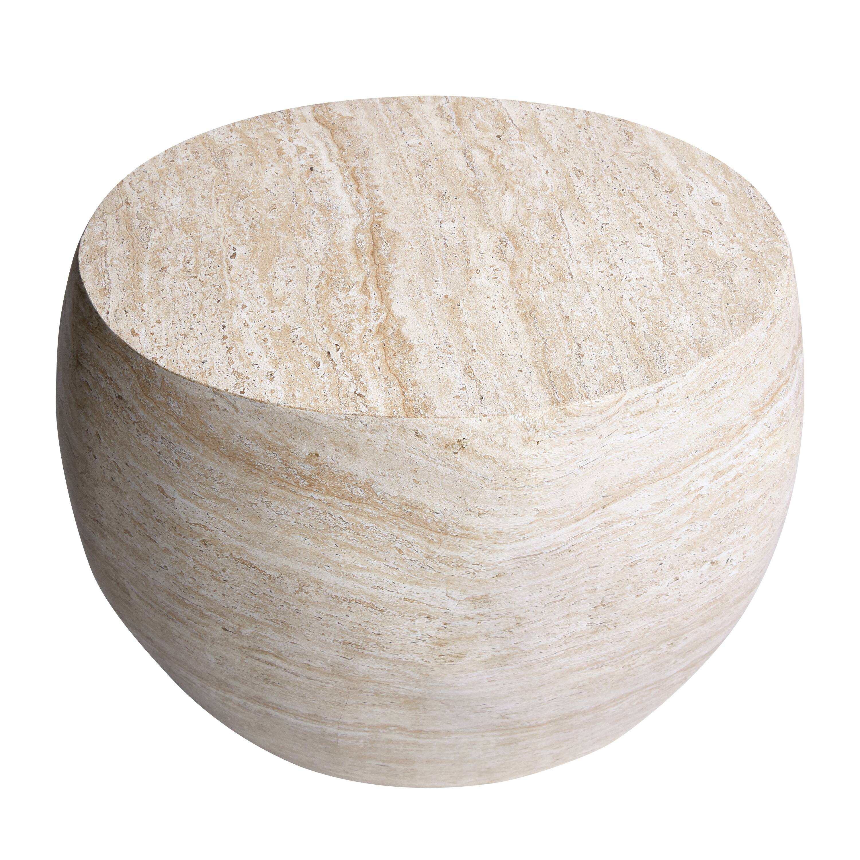 Empire Art Direct 25" Oval Travertine Stone Finish MGO Side Accent Table