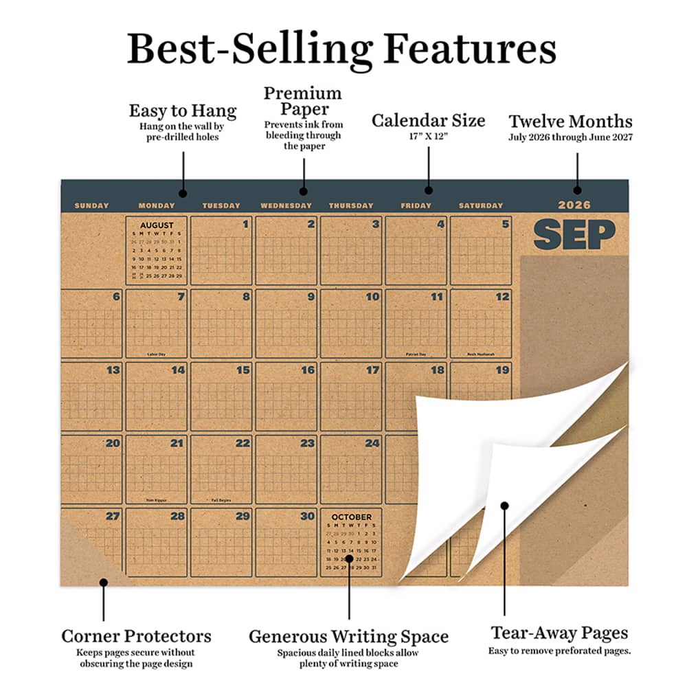 TF Publishing 2026-27 Trail & Timber Desk Pad Monthly Blotter Calendar