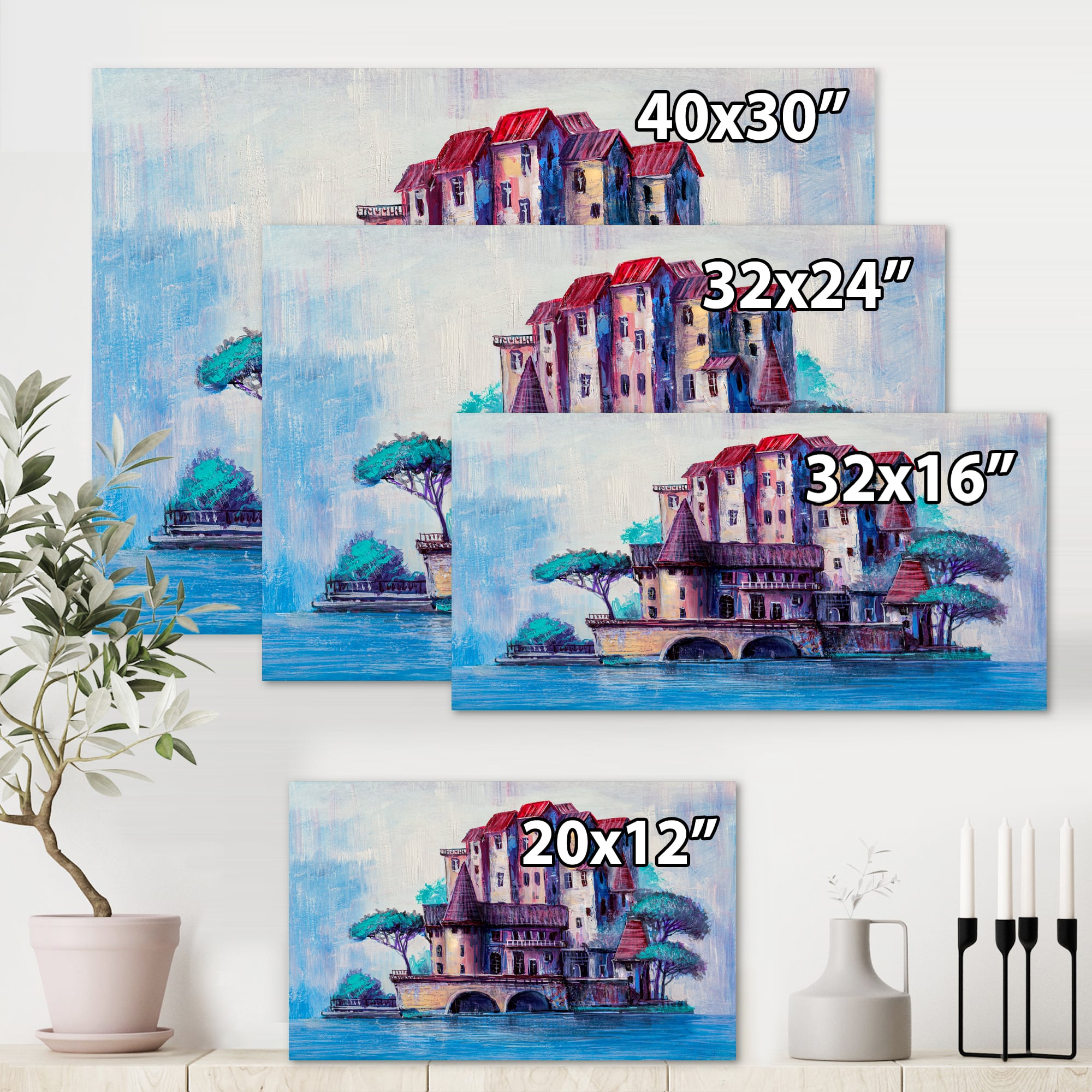 Designart - Skypscrapers By The Bridge In Ancient City - Traditional Canvas Wall Art Print