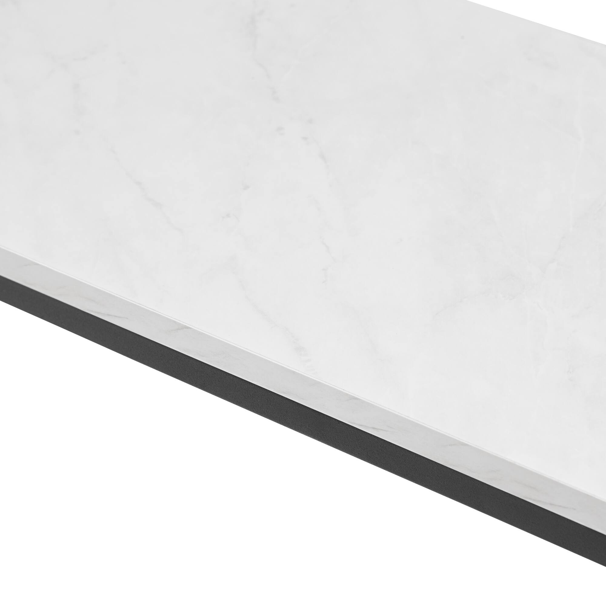 Walker Edison Faux White Marble/Black Open Box Entry Table