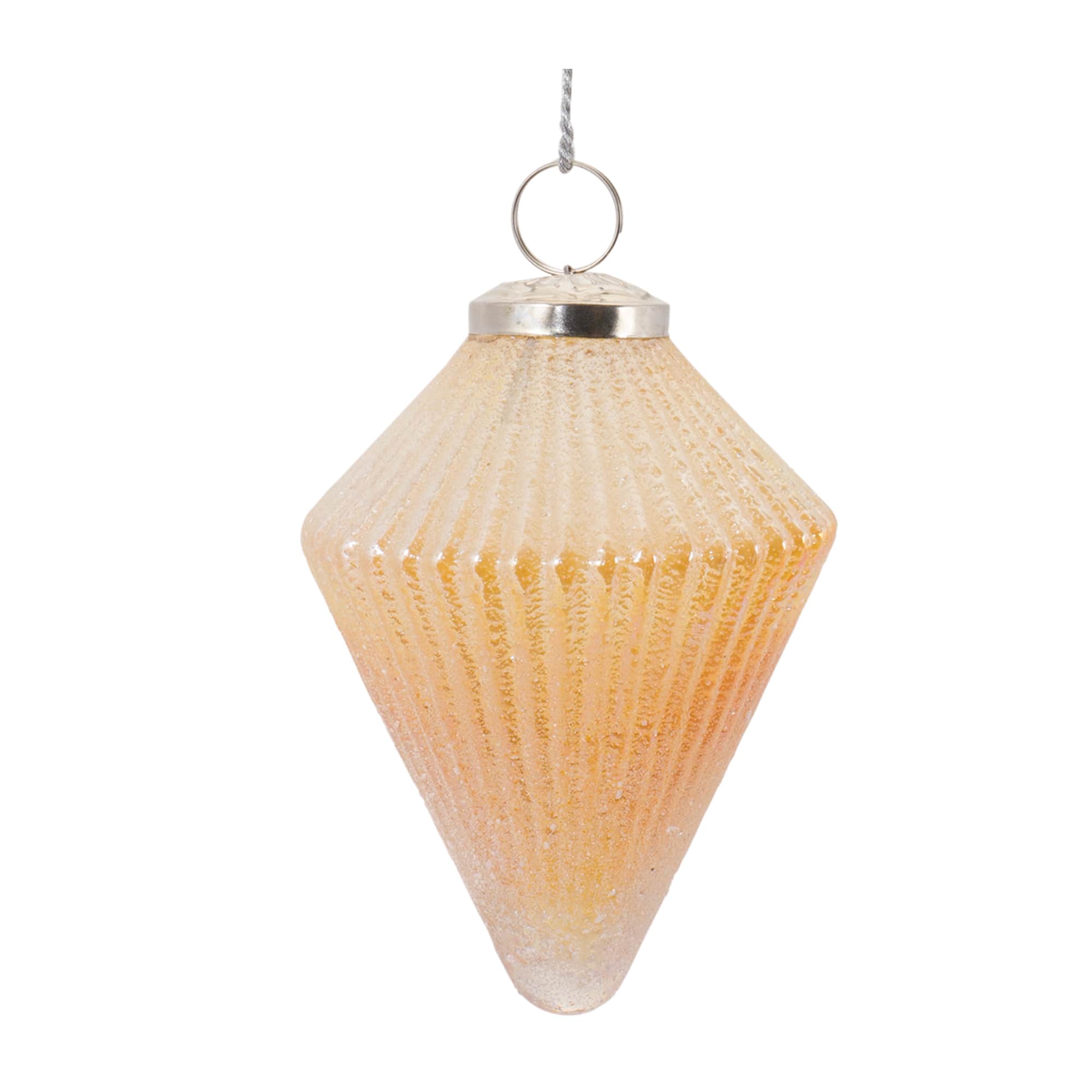 Peach Ribbed Glass Ornament Set