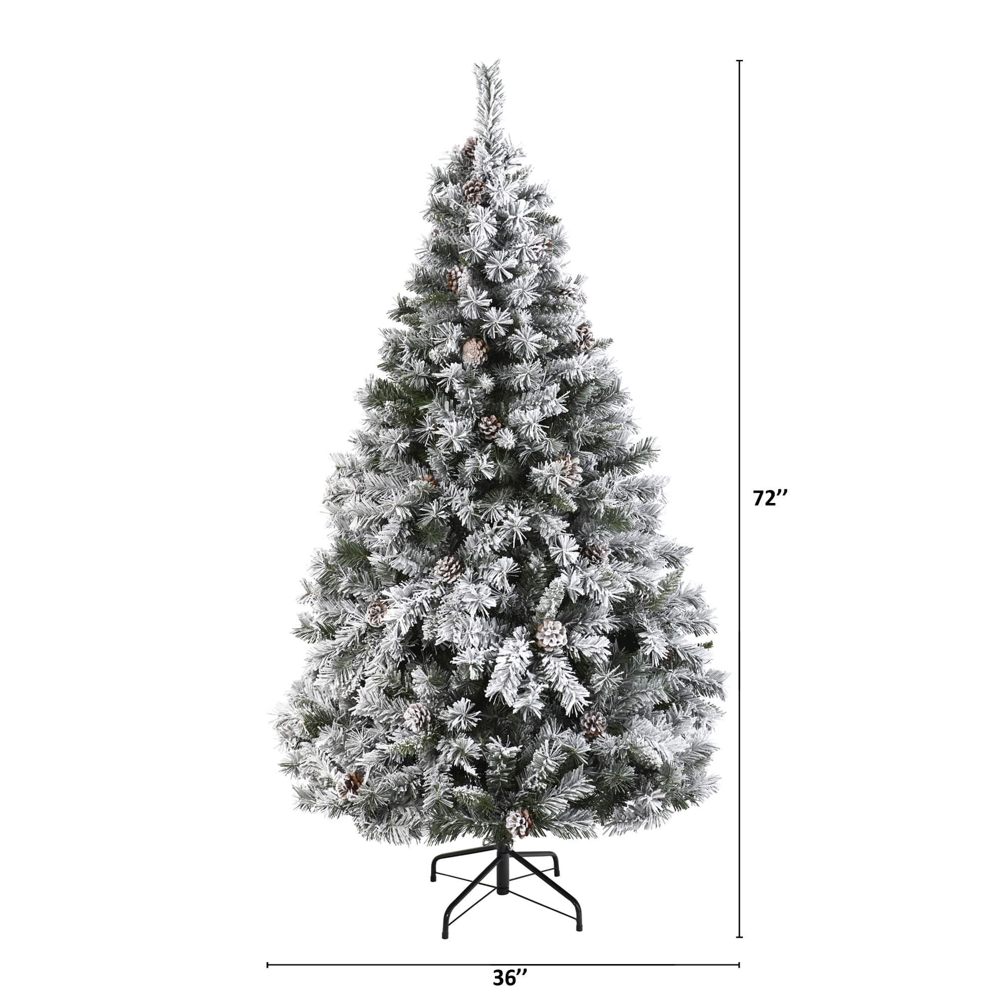 6ft. Unlit Flocked White River Mountain Pine & Pinecones Artificial Christmas Tree