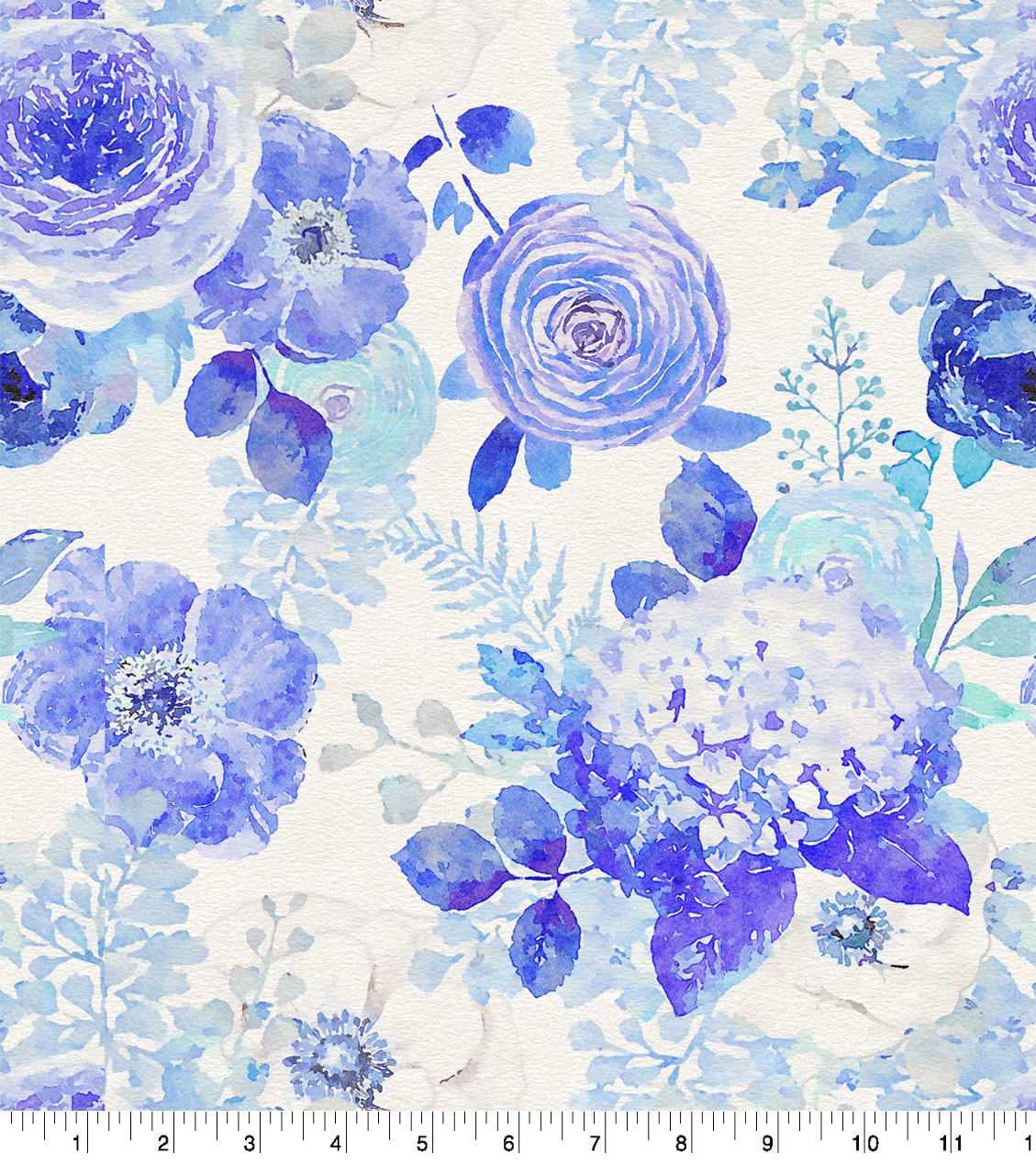 Suzanne Nicoll Blue Peacock Floral Cotton Fabric