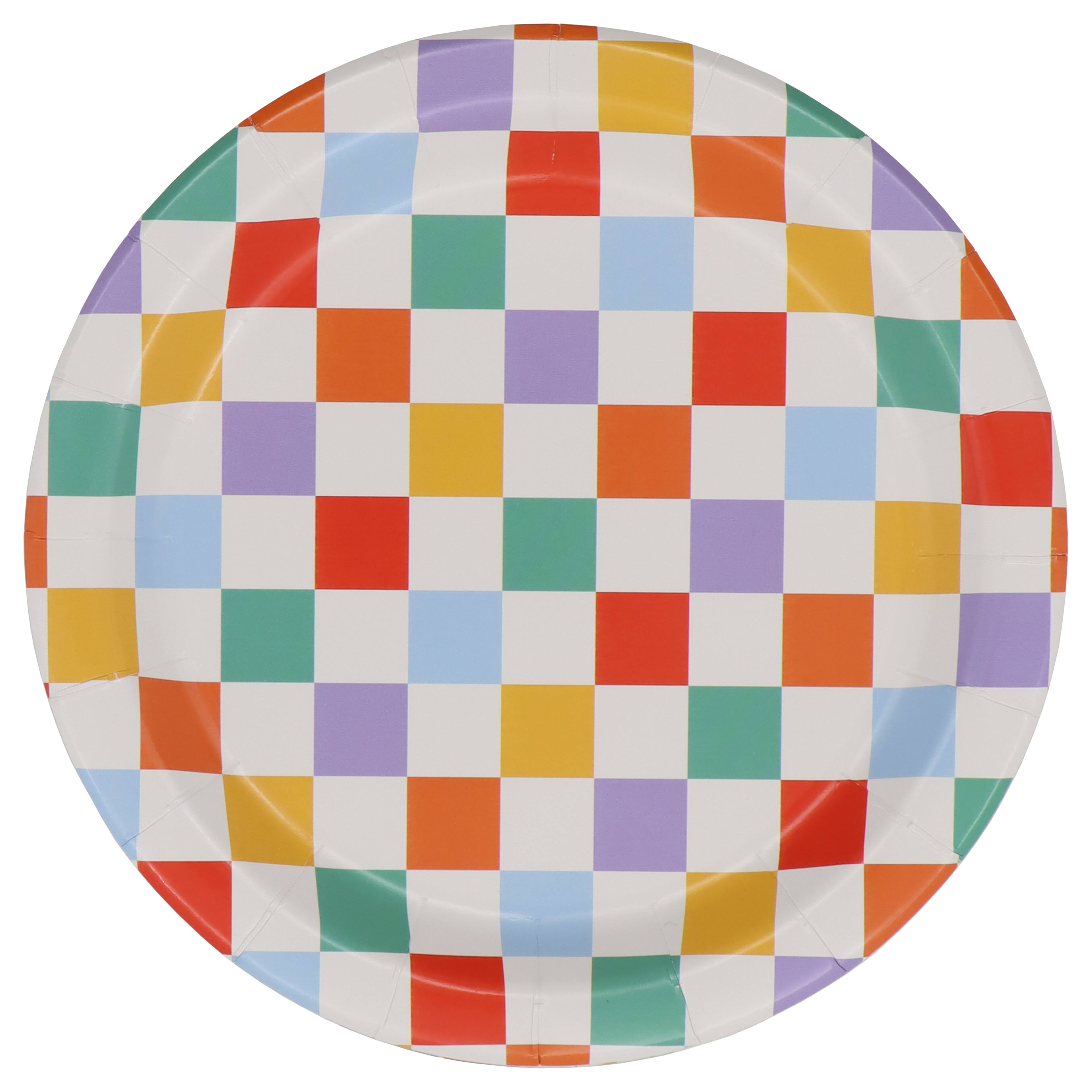 24 Packs: 10 ct. (240 total) 7" Multicolor Check Snack Plates by Celebrate It™
