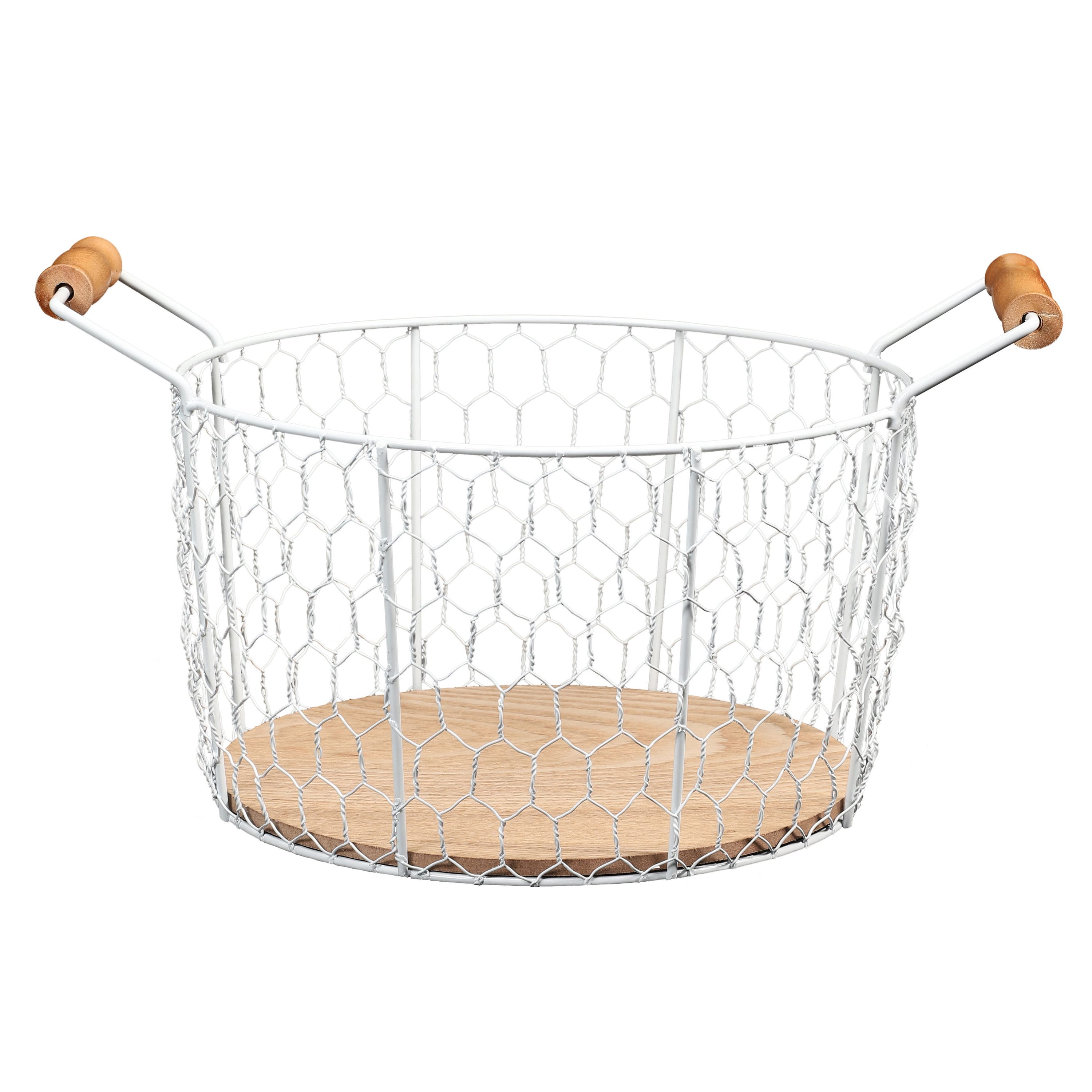 6 Pack: 12" Chicken Wire Basket with Wood Look Base