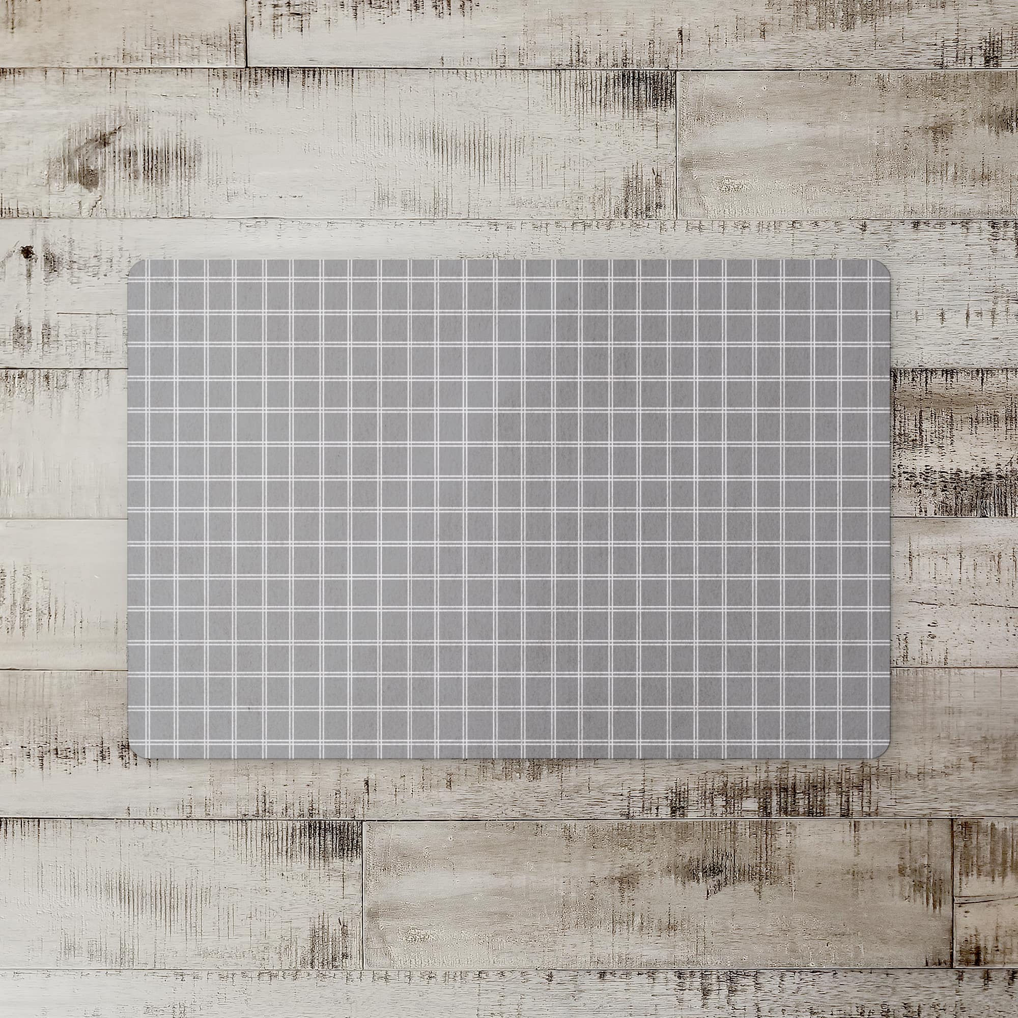 White Lines on Gray Floor Mat